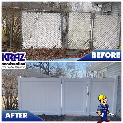 Chain link fence to vinyl fence