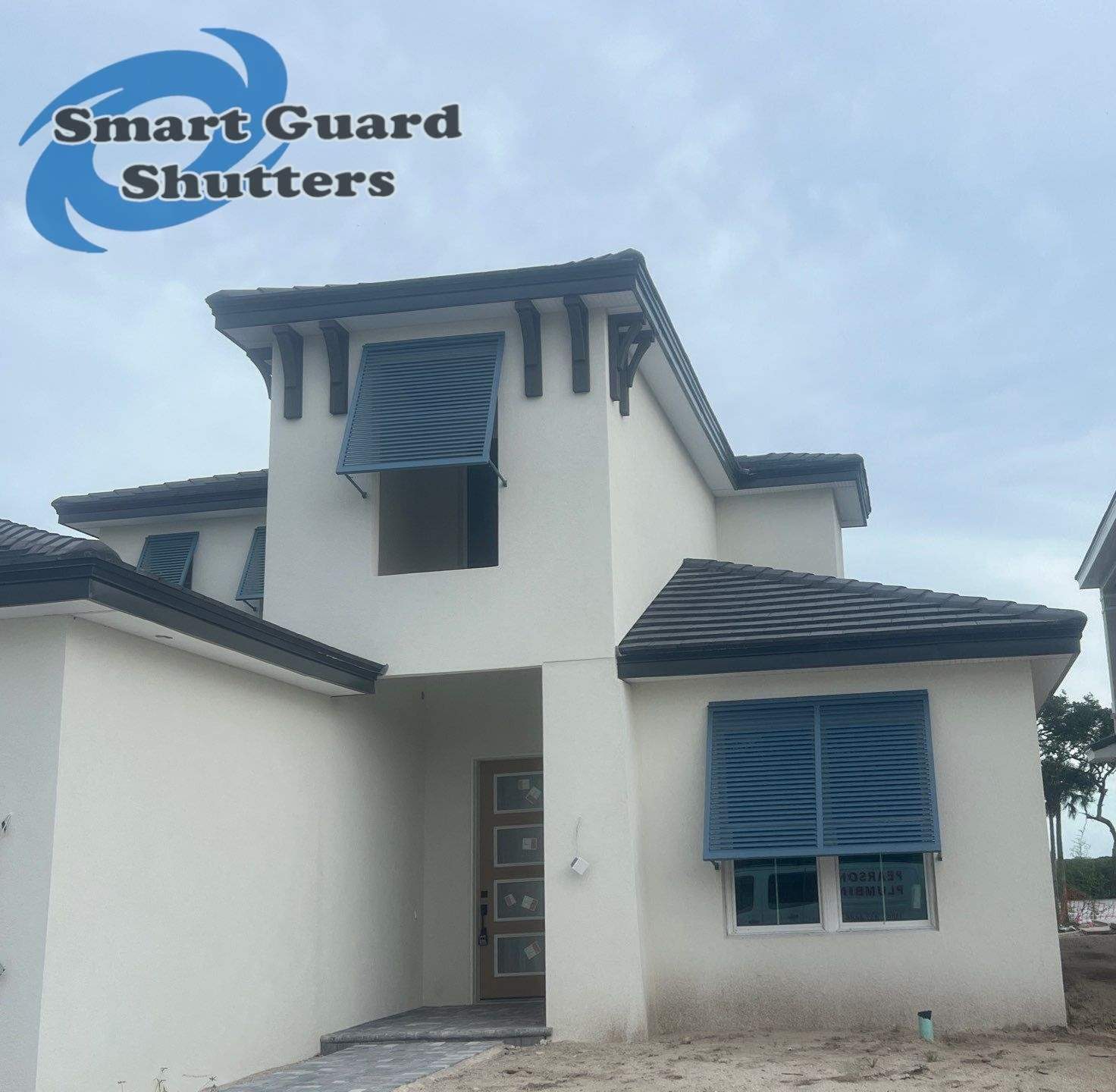Decorative Bahamas in Military Blue SAT/SM by Smart Guard Shutters