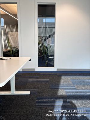 Modern Office Interior Renovation with Acoustic Wood Baffles in Lincoln