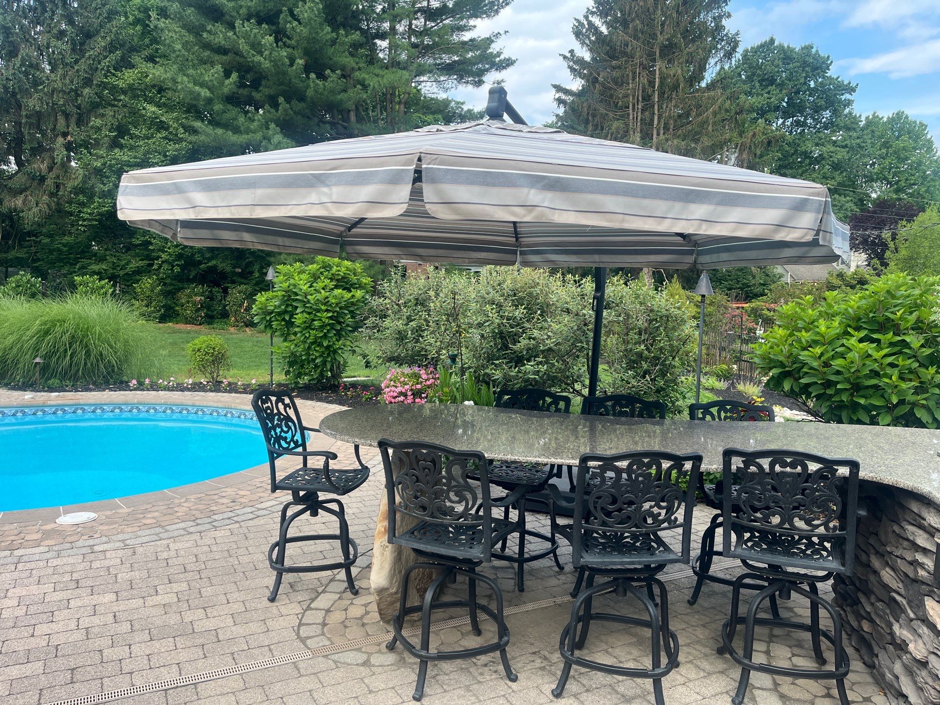 Hanamint Bar Chairs & Cantilever Umbrella by Bowman's Stove & Patio