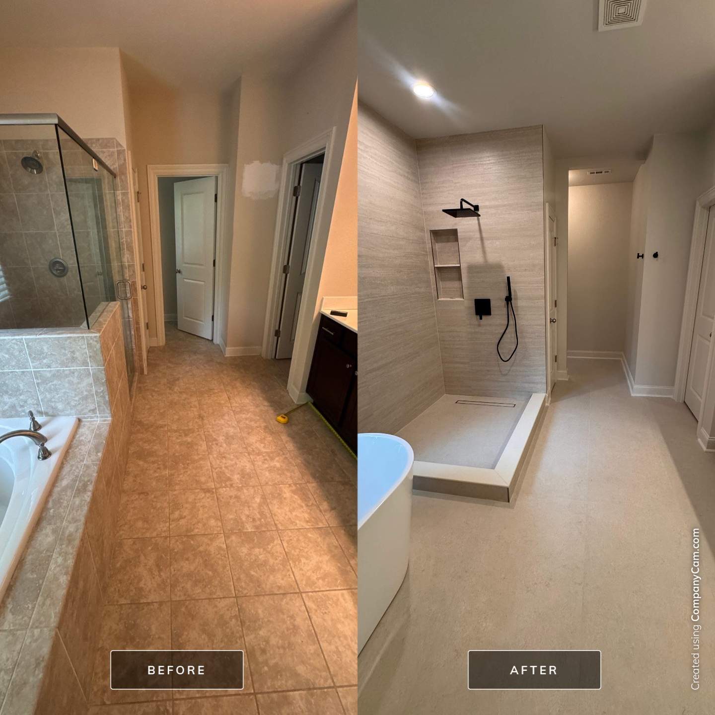Master bathroom renovation using Free standing tub by Prudencio