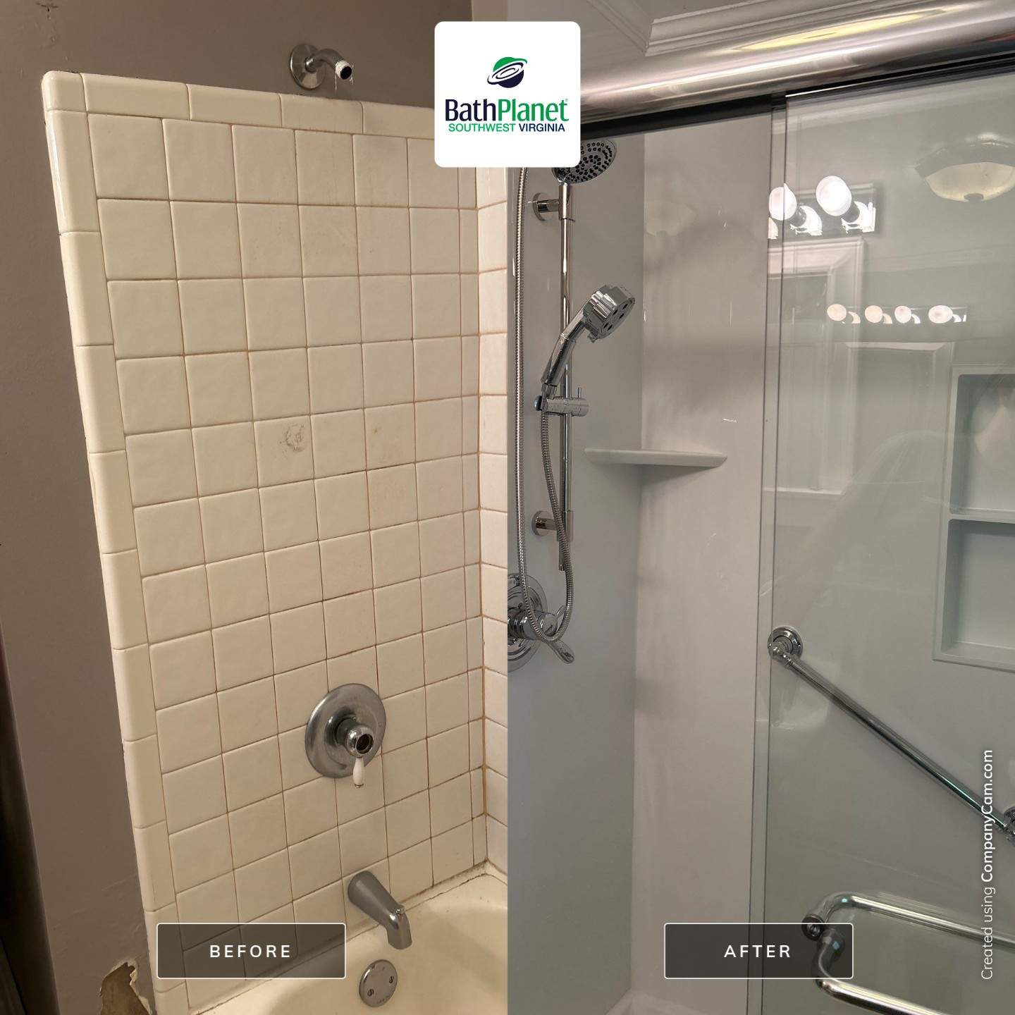 Tub to Shower Conversion w Flooring by BathPlanet SW Virginia