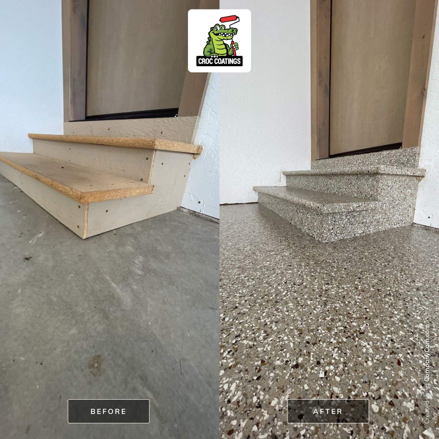 Garage Transformation using Pebble Beach by Croc Coatings, LLC