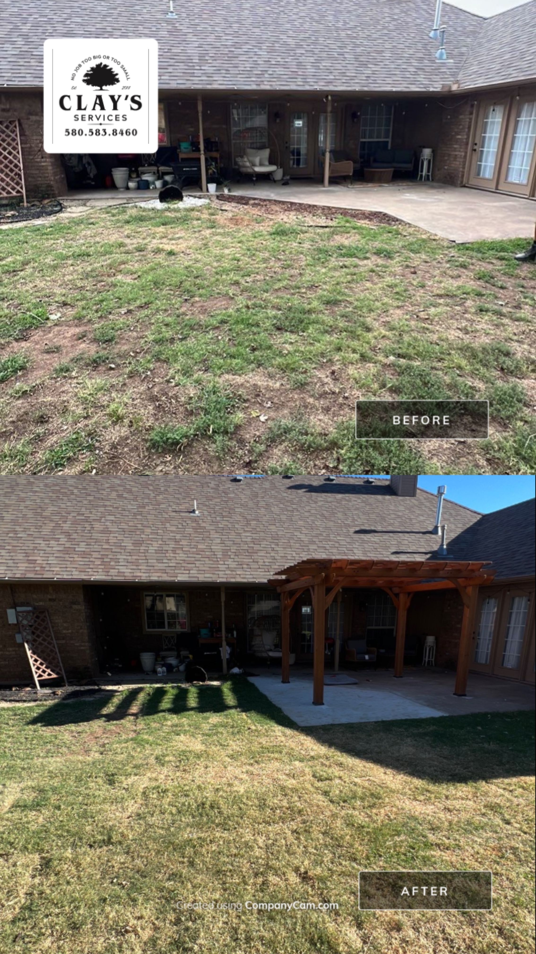 Tree removal , Concrete, Pergola, and sod install  by Clays Services Inc