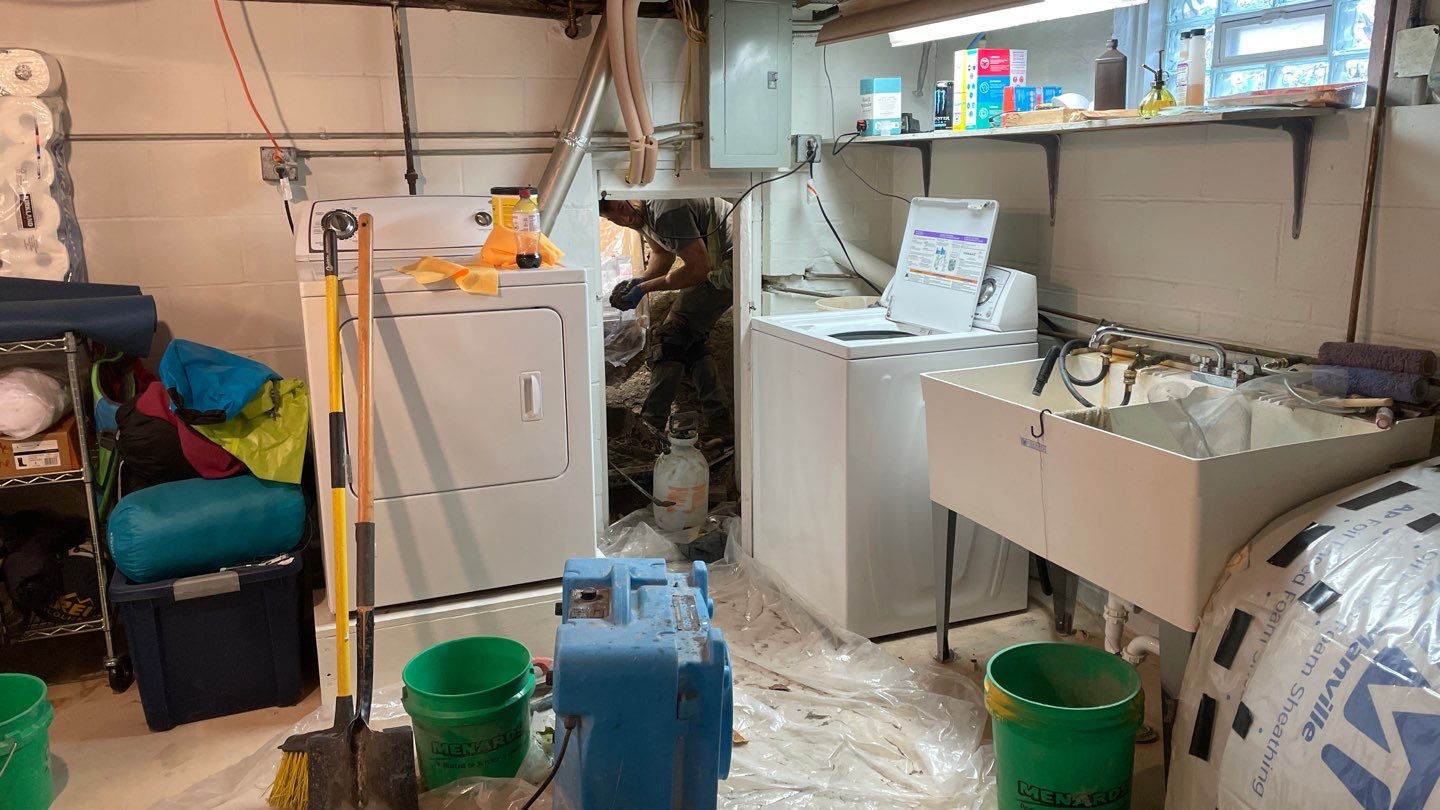 Parge Coating Drew's Stone Foundation by Waterproofing Northeast