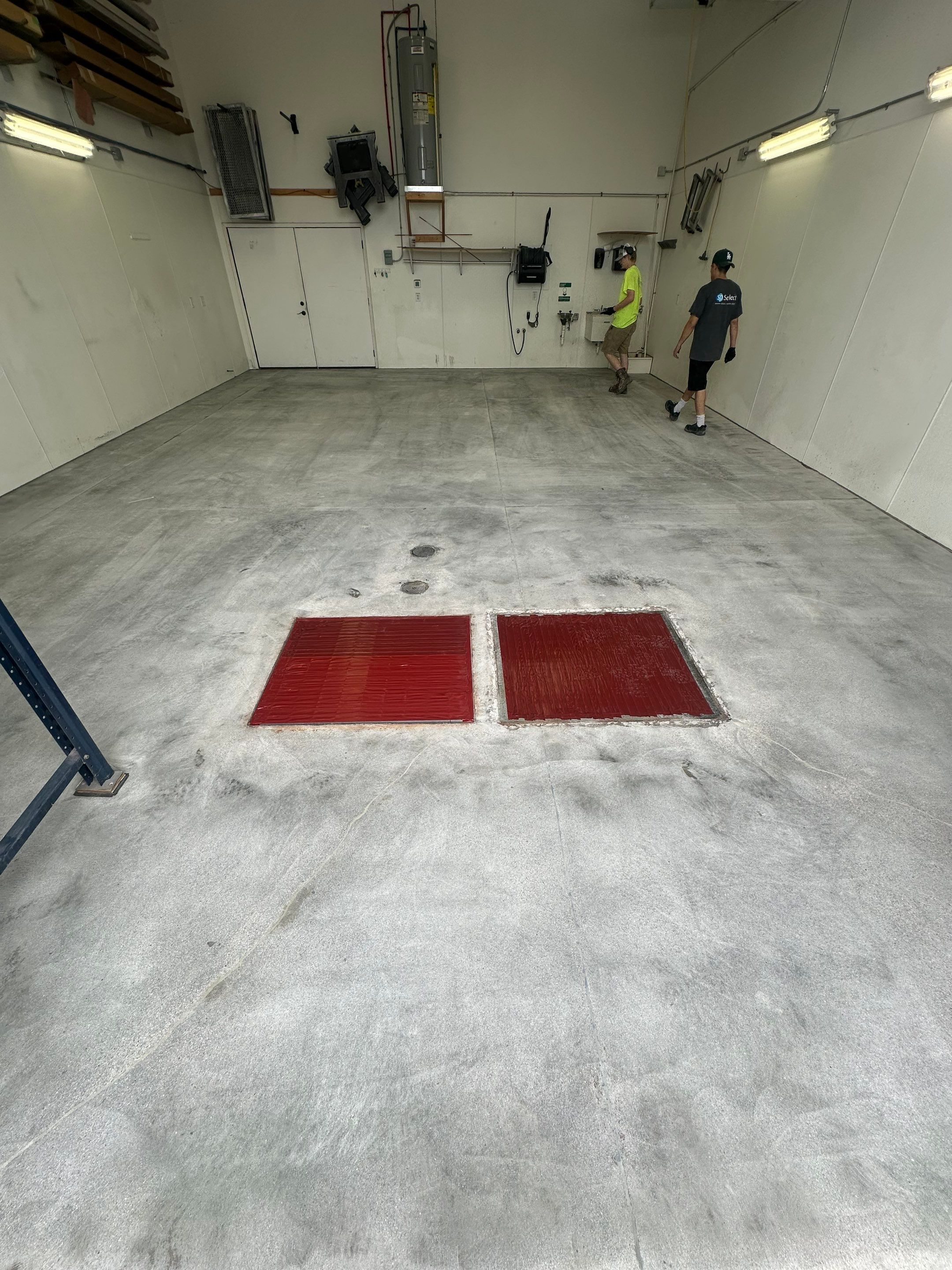 Commercial Grey Speckled Epoxy Floor Coating for Industrial Workshop by Select Painting, Coatings & Garage Cabinets