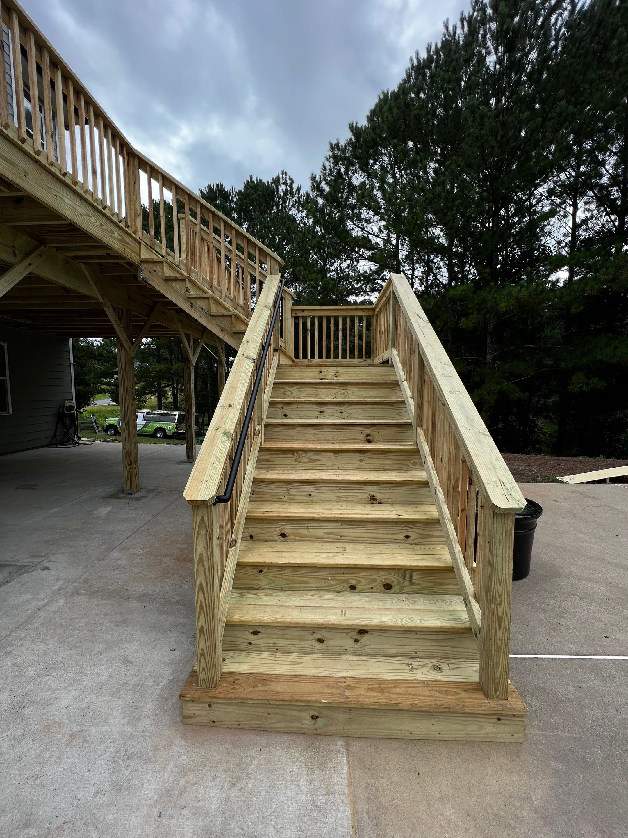 Elevated Pressure-Treated Wood Deck Replacement in Cartersville Georgia by Swift Home Renovations