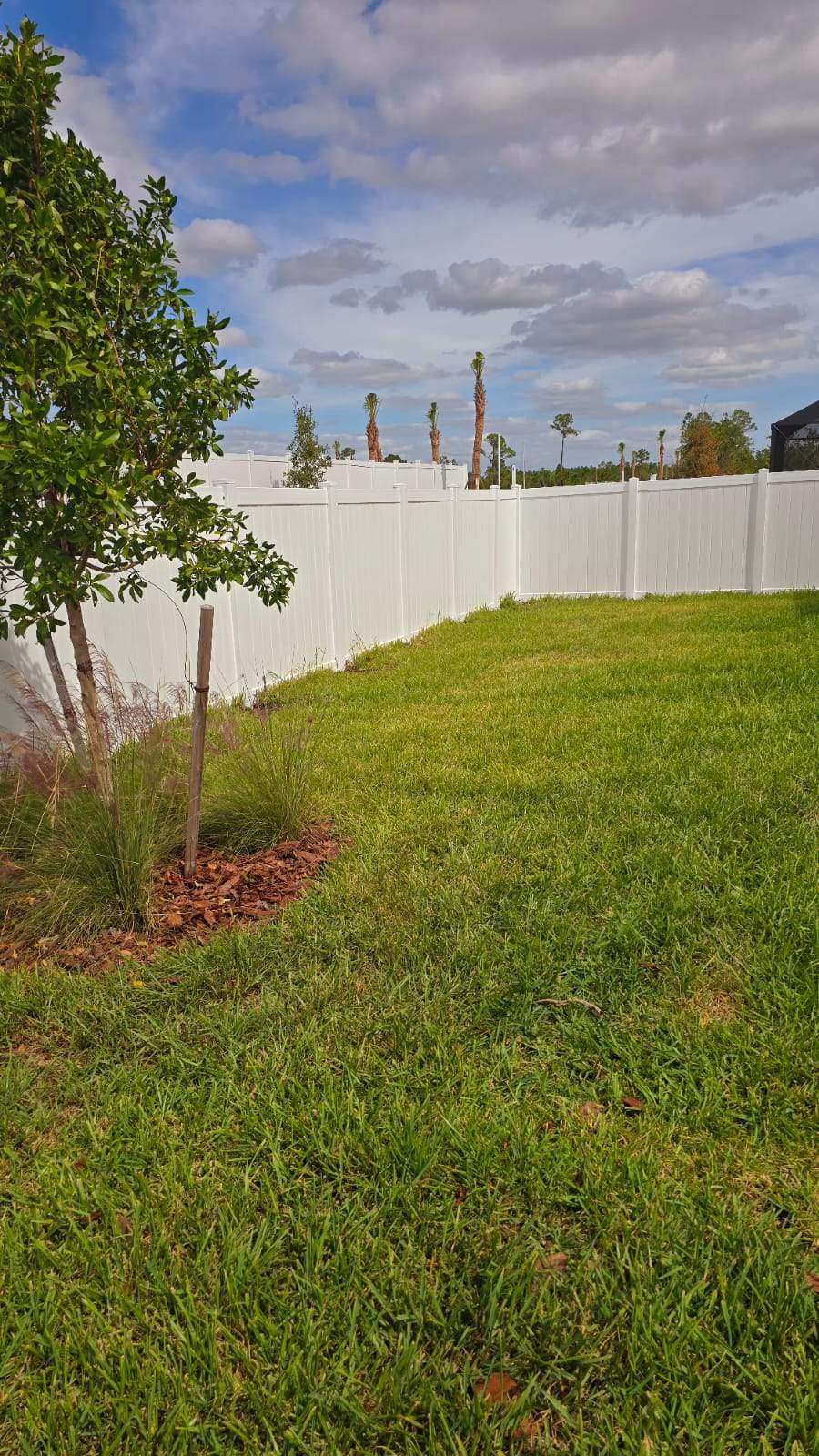 White Vinyl Privacy Fence Installation for North Port Residential Property by True Fence LLC