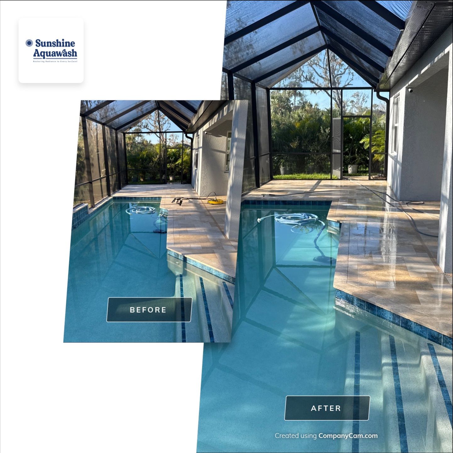 Paver Pool Deck Cleaning & Pool Cage Cleaning in Trevesta – Palmetto, FL by Sunshine AquaWash