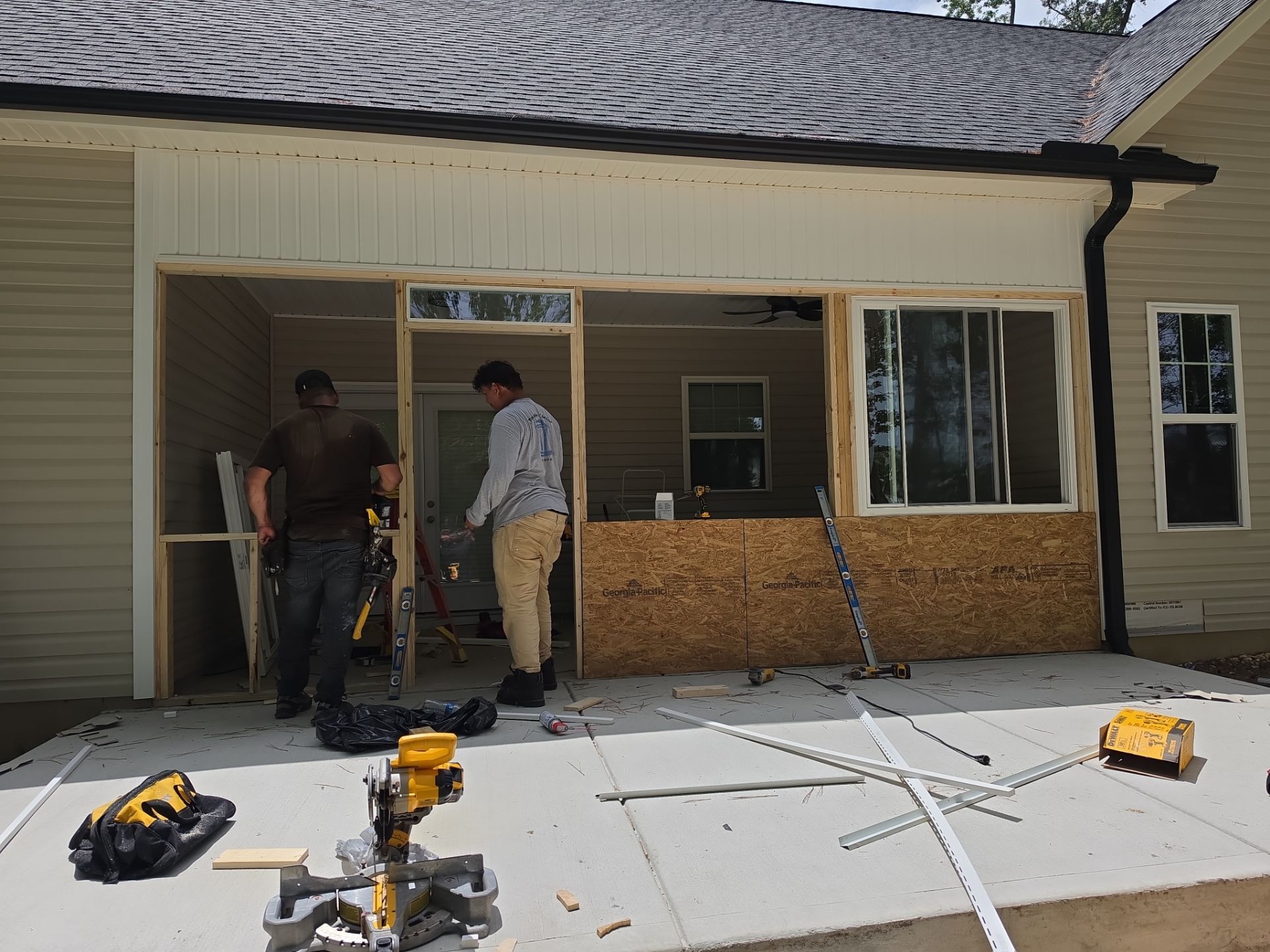 Custom Screen Porch and Concrete Patio Installation in Selma by The Remodeling Company