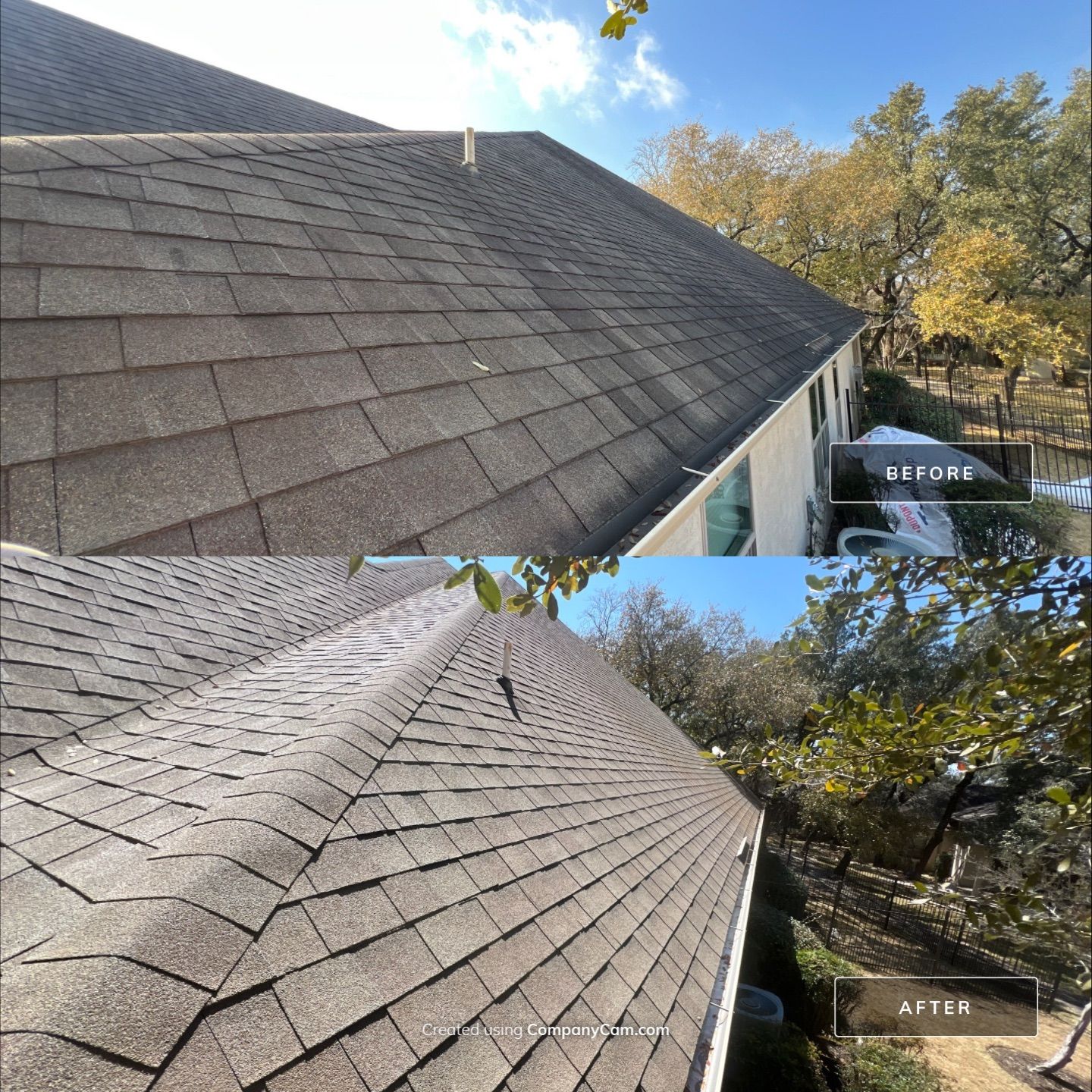 Shingle Roof Washing Project in San Antonio by Bright Choice