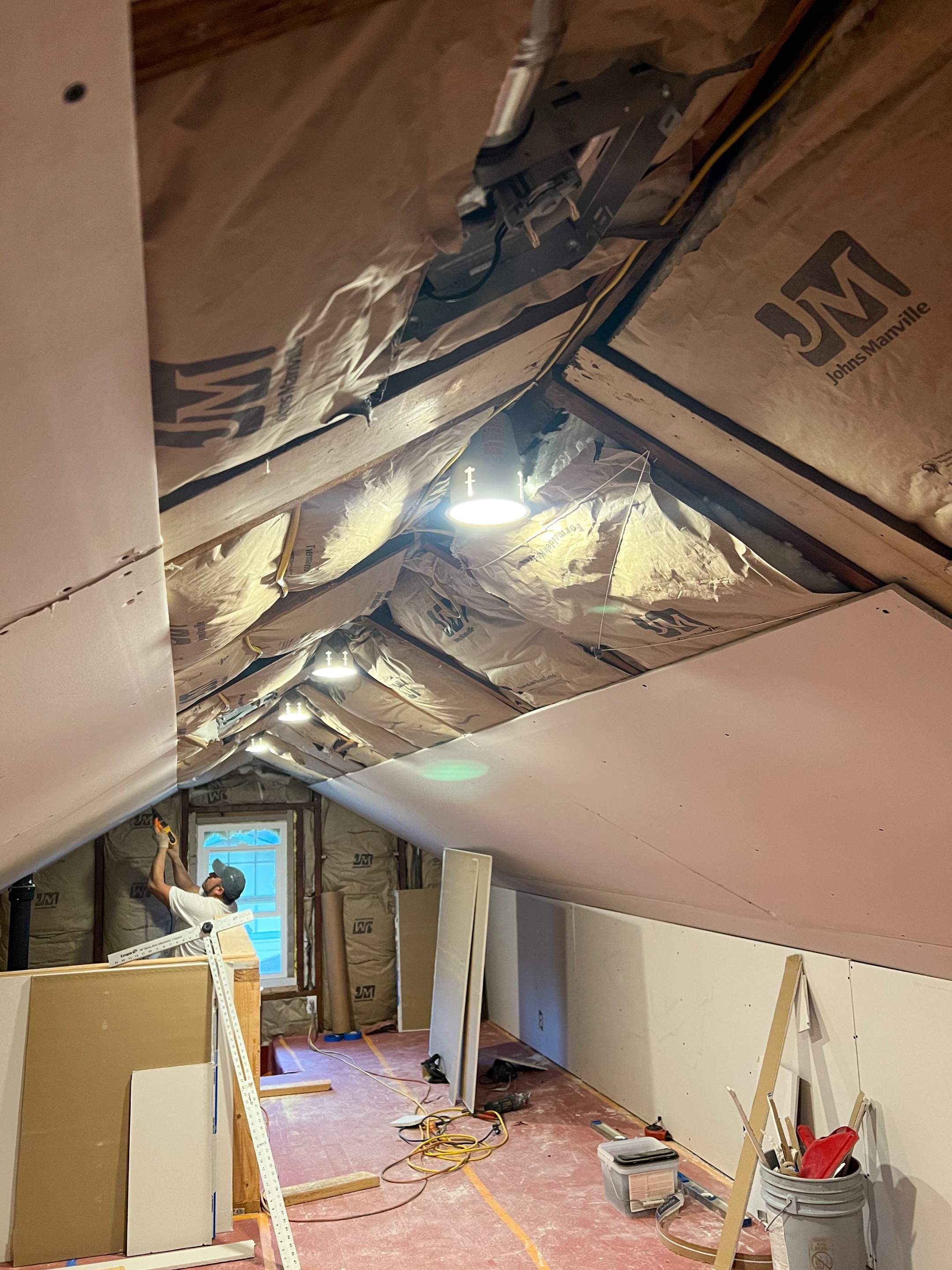 Attic Room Finished with Drywall by Villegas Remodeling, LLC
