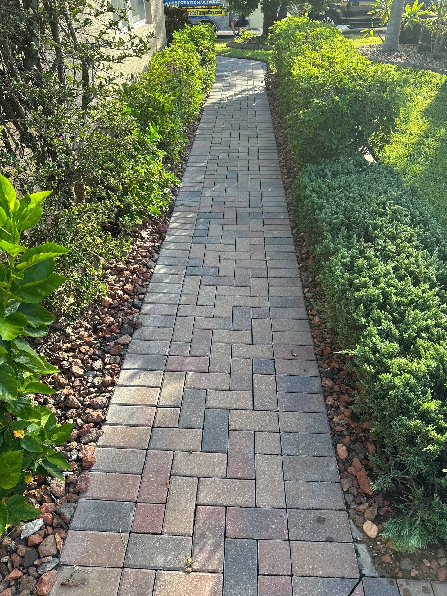 Restoring Multi-Tone Paver Driveway and Walkways in Sun City Center by Supreme Paver Experts