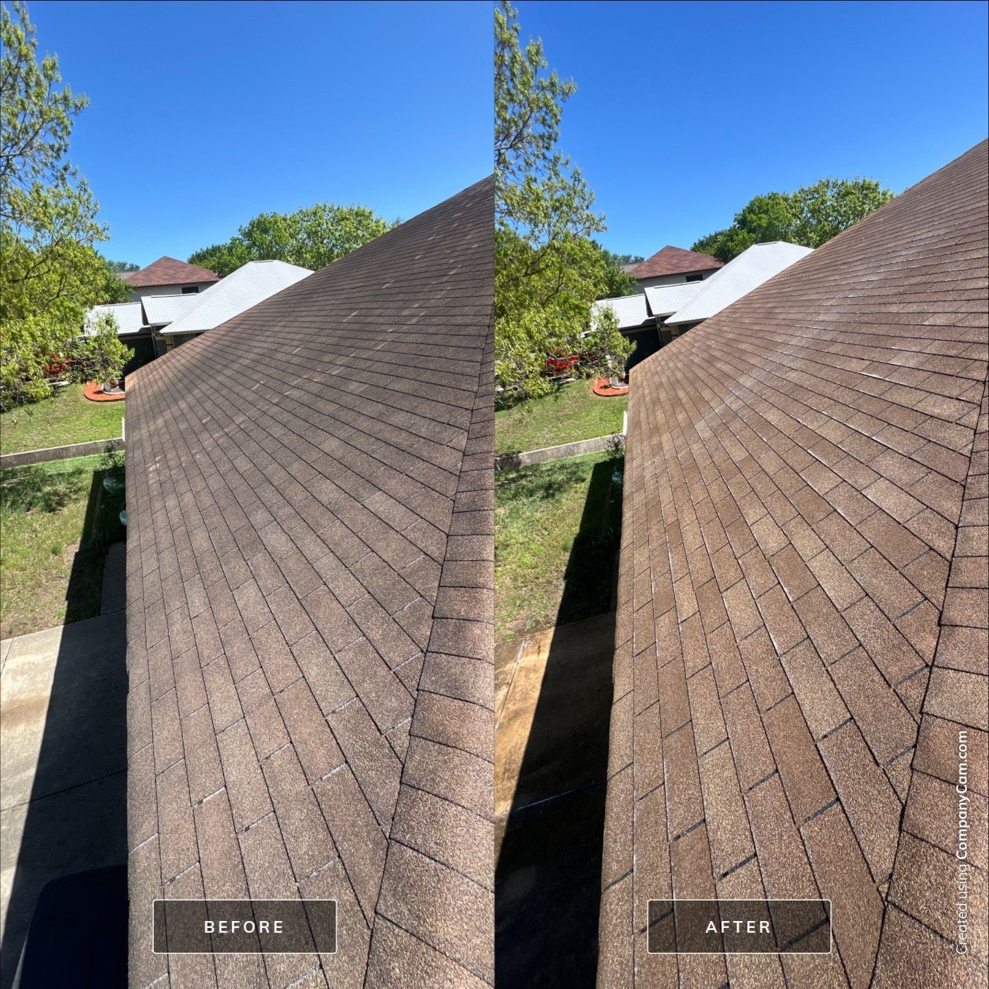 Shingle Roof Wash Project in San Antonio by Bright Choice