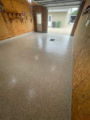 Speckled Epoxy Flake Concrete Coating for Worthington Garage Floor