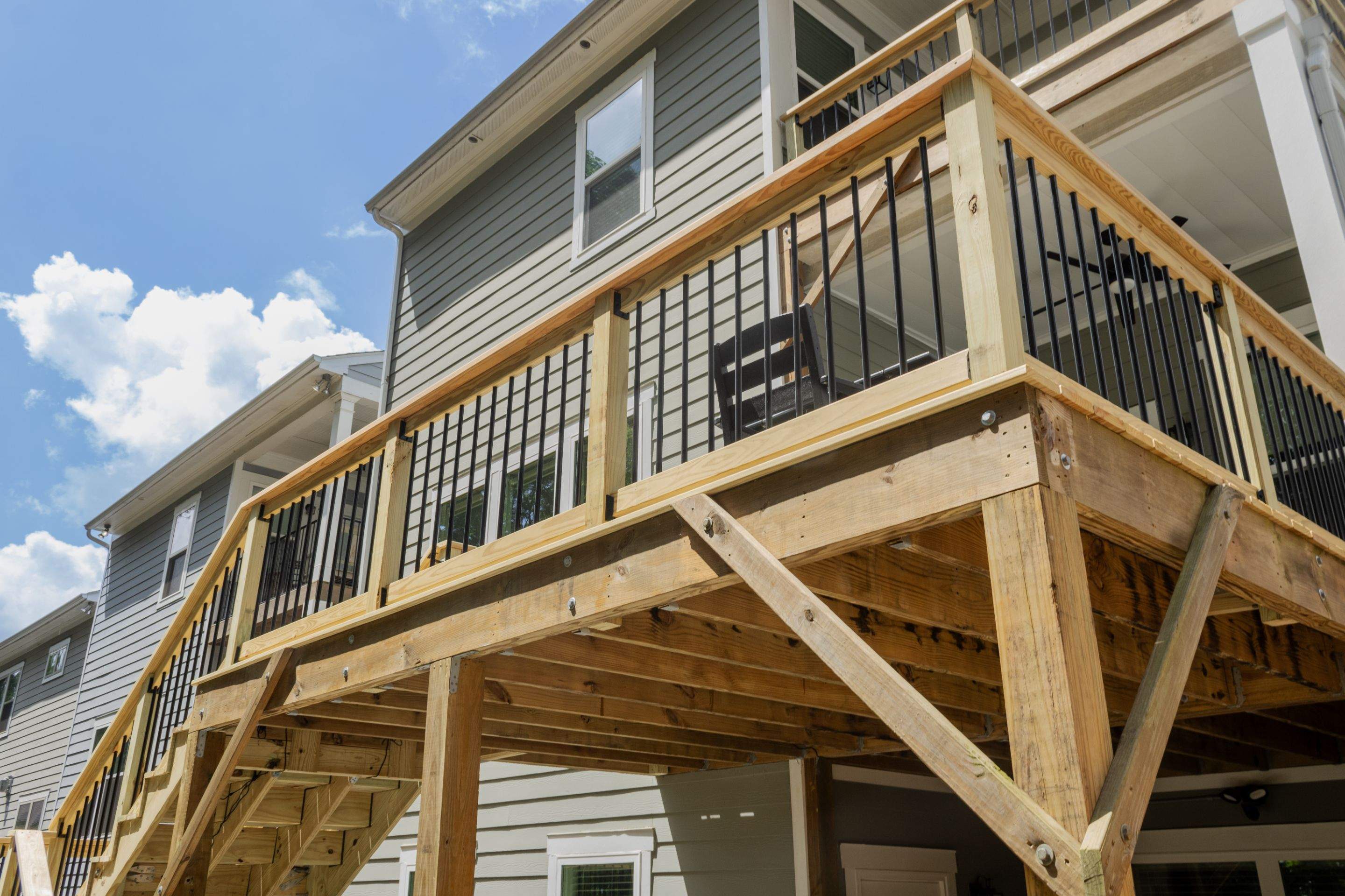 Decatur, GA Multi-Deck Rebuild using Pressure Treated Pine with Trex LED Riser Lights by Nelson Exteriors 