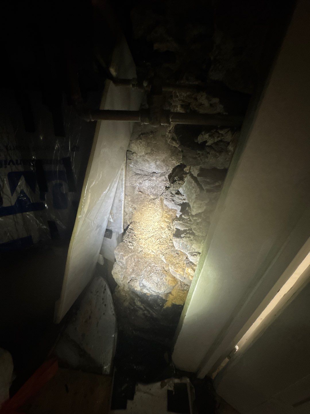 Parge Coating Drew's Stone Foundation by Waterproofing Northeast