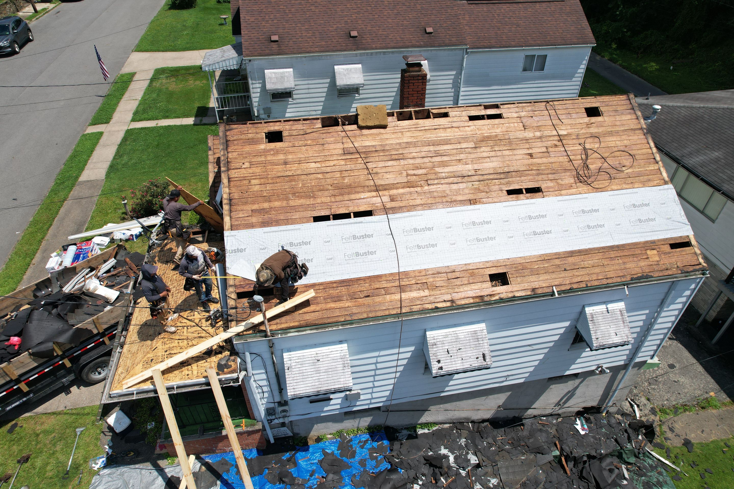 Residential Roofing Installation using GAF Timberline HDZ Williamsburg Slate by Rainstoppers Roofing