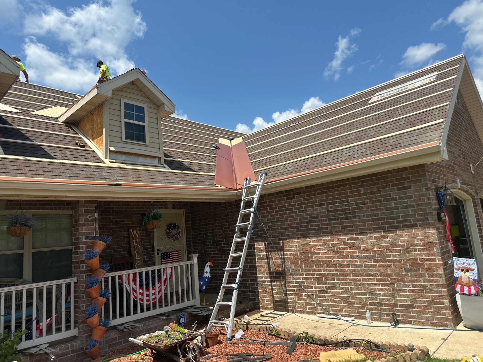 Residential Roofing Install - Copper 29 Guage G-Rib Metal & 6" Inch Seamless Gutters + 3"x4" Aluminum Downspouts  by Titan Commercial & Residential Roofing 