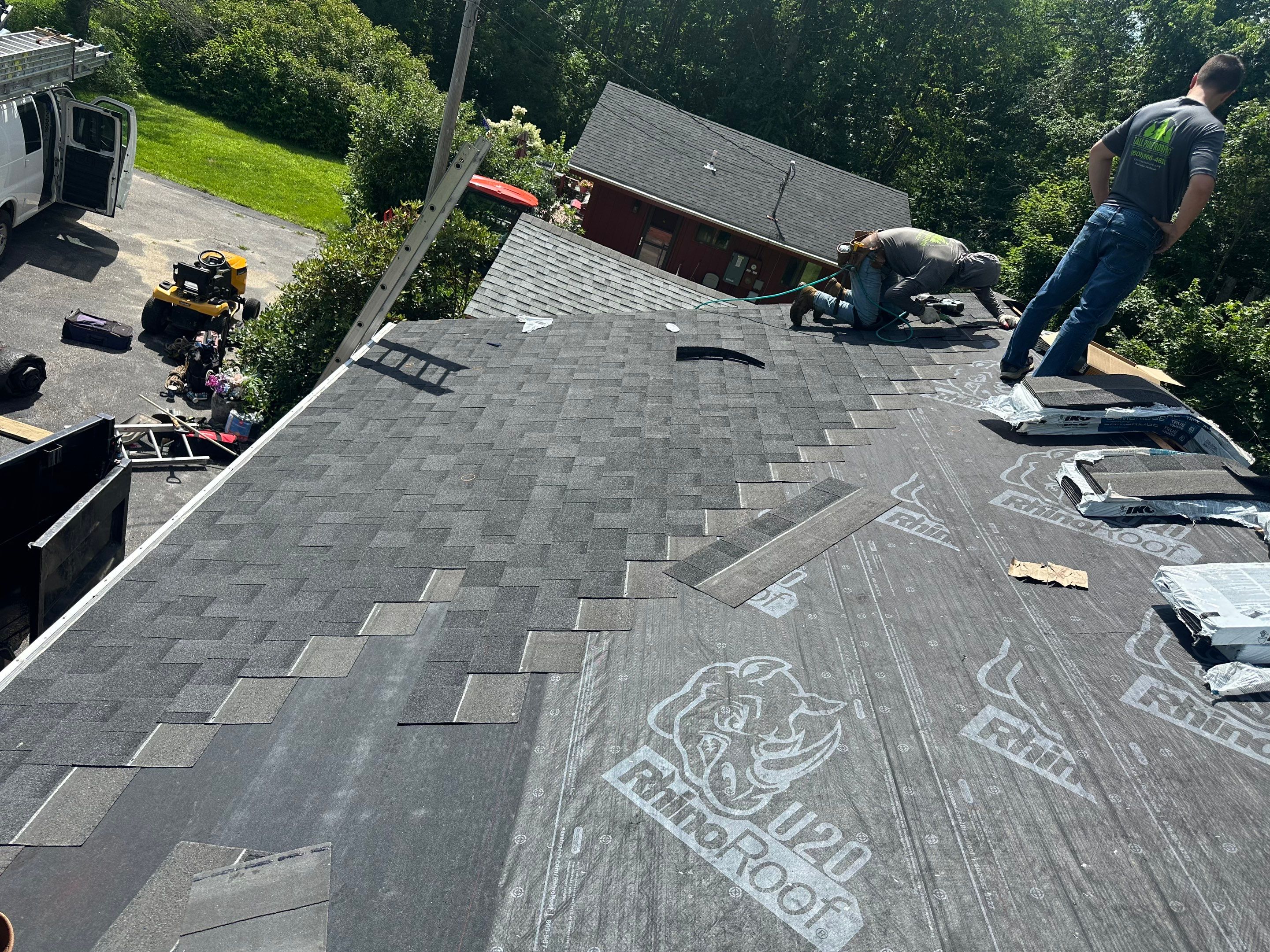 Northwood, NH – IKO Cambridge Detached Garage Roof Replacement by Tall pine roofing