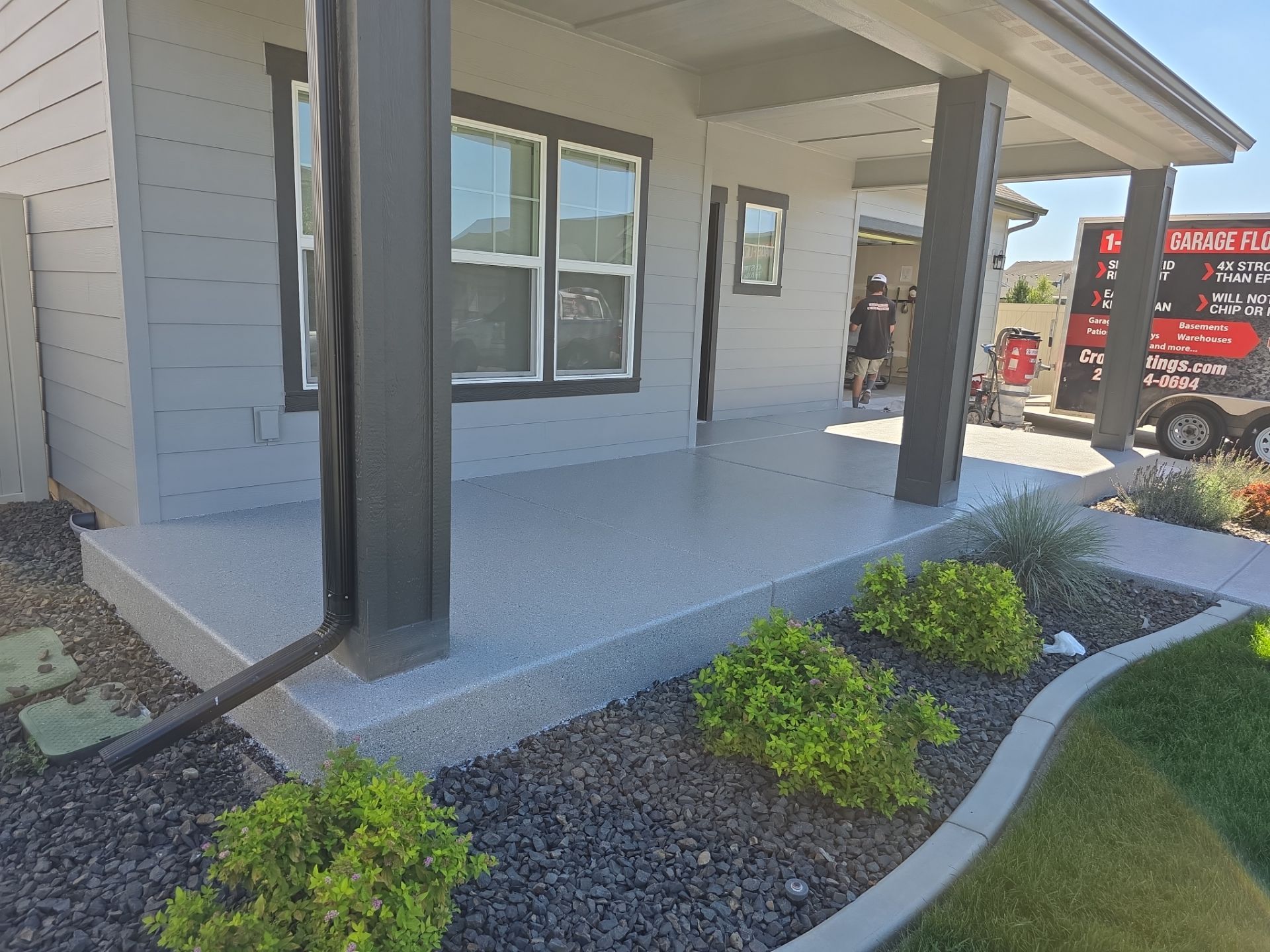 Patio Transformation using Battleship Hybrid by Croc Coatings, LLC