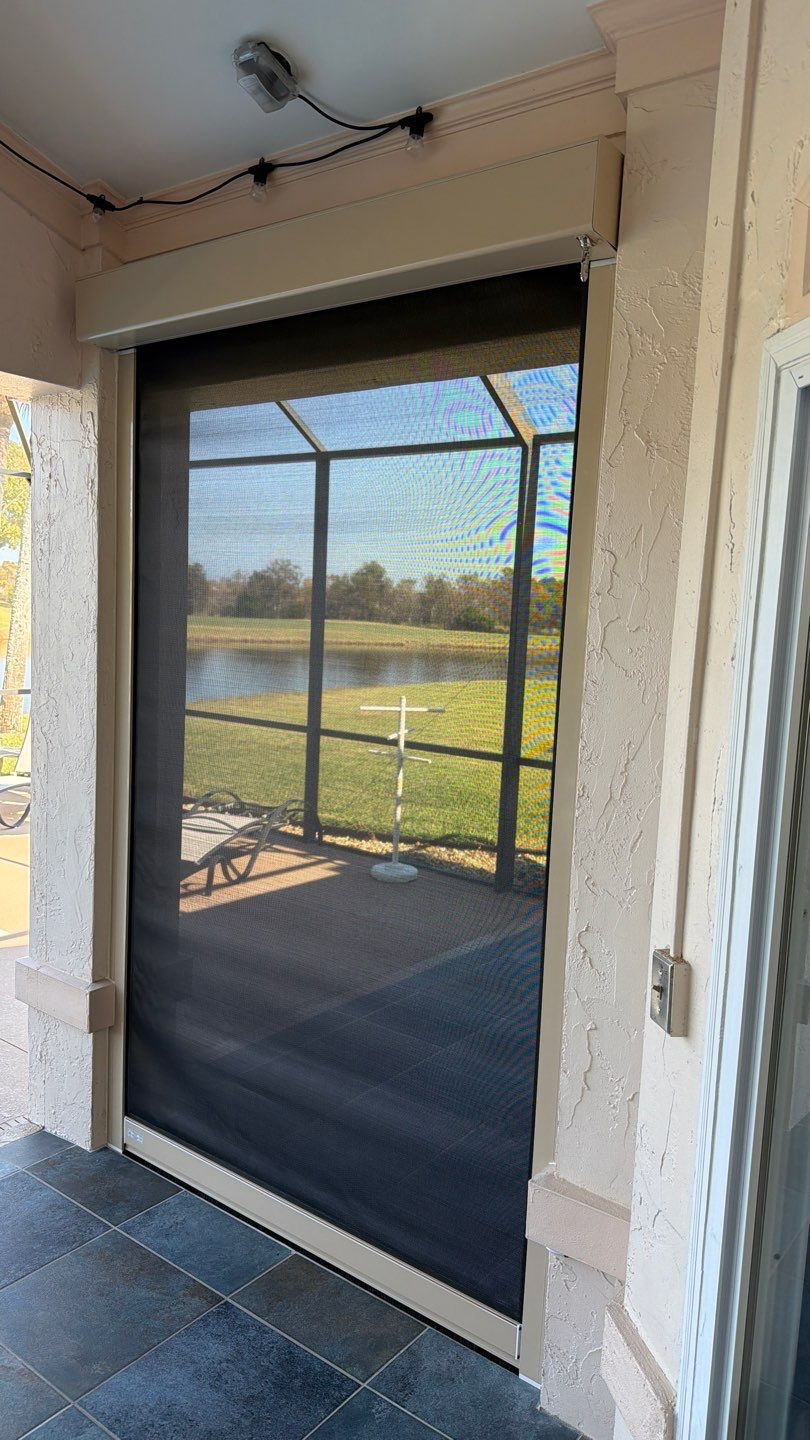 Ultrashield Hurricane Screen in Black/Beige by Smart Guard Shutters