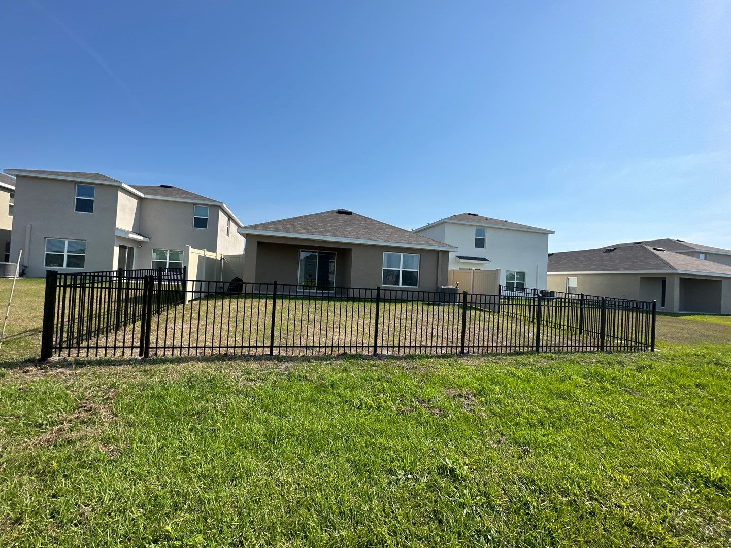 Aluminum Fence Installation using Vinyl Fence and Black 3 Rail Aluminum Fence  by Asap fence and gates, LLC