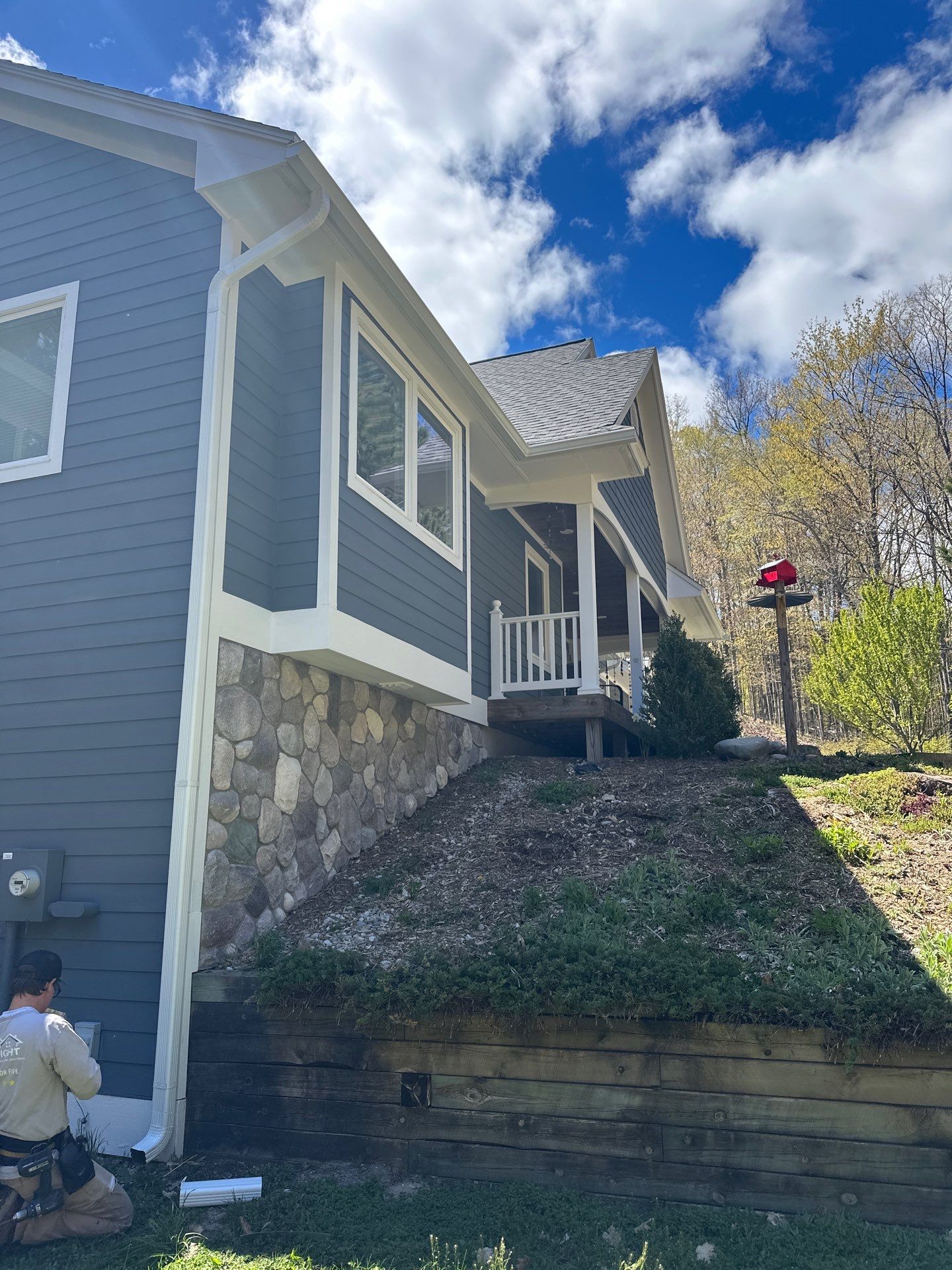 Seamless Gutter and Downspout Replacement for Suttons Bay Residence by Rainbow Seamless Systems