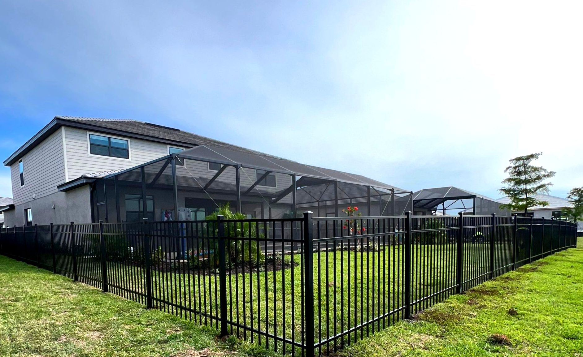 Aluminum Fence Installation using Black 3 Rail Aluminum Fence by Asap fence and gates, LLC