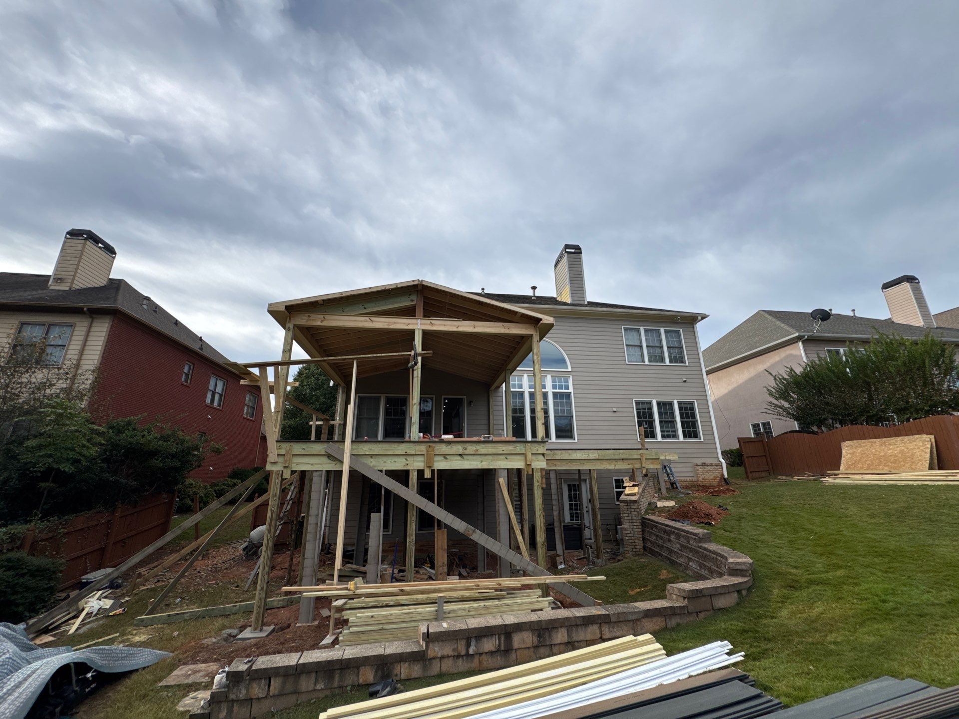 Custom Composite Deck and Covered Gabled Porch in Marietta by Swift Home Renovations