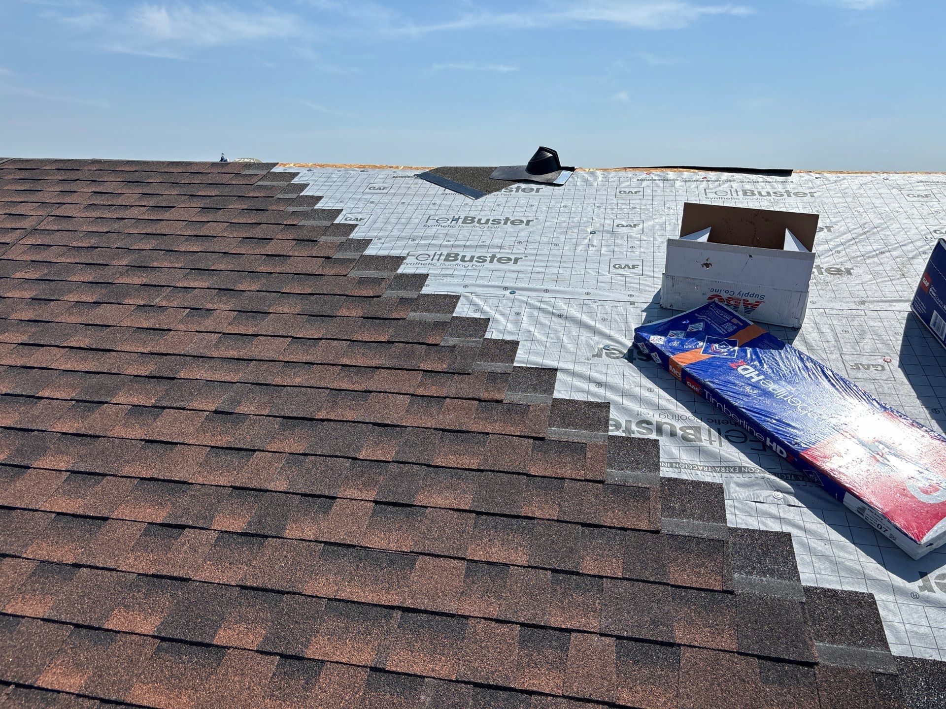 Residential Roofing Installation using Timberline HDZ Shingles - Hickory by RoofX 