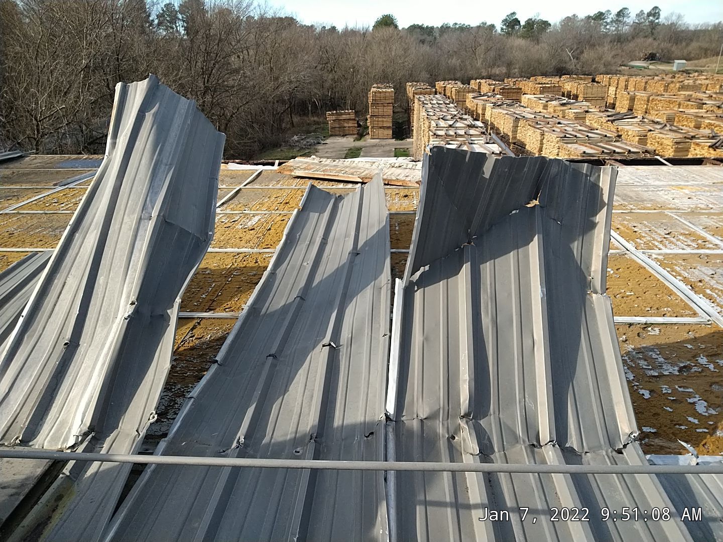 Commercial Roofing Installation using Aluminum Roofing panels by Hostetler Roofing