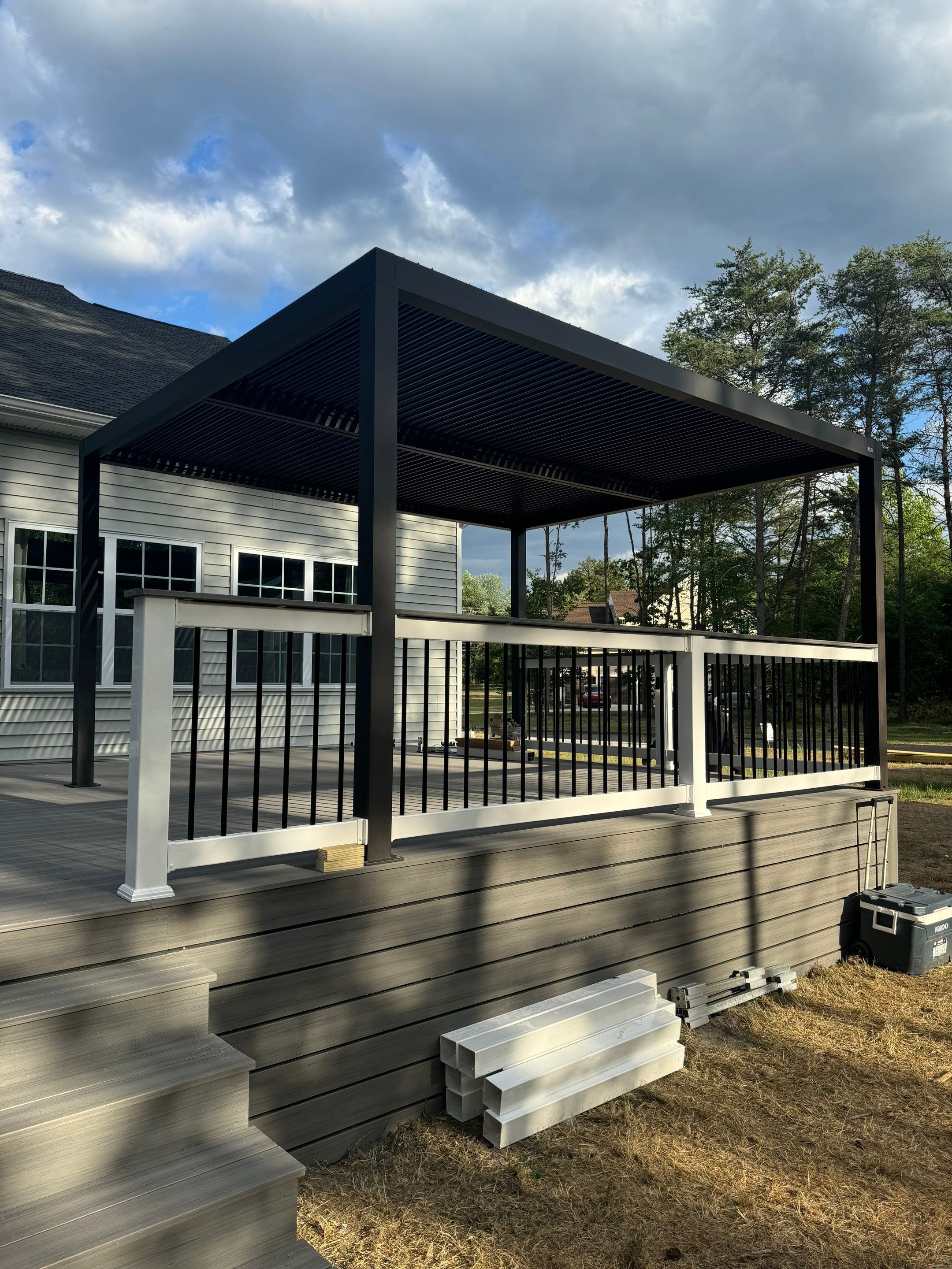 New Deck with Manual Louvered Pergola by deck guardian