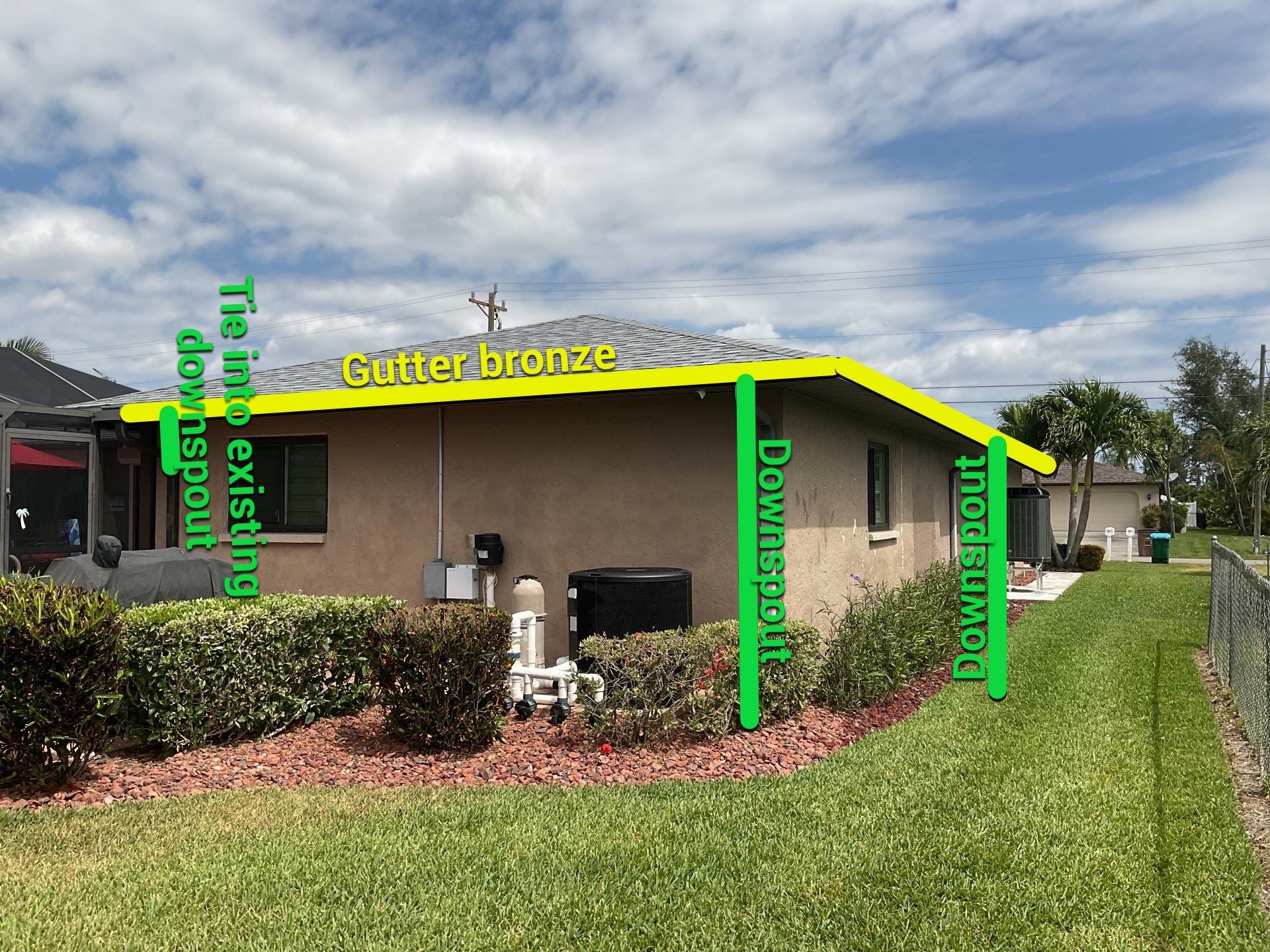 Bronze Seamless Gutters using 6 Inch Seamless Gutters in Cape Coral by Gutter Professors