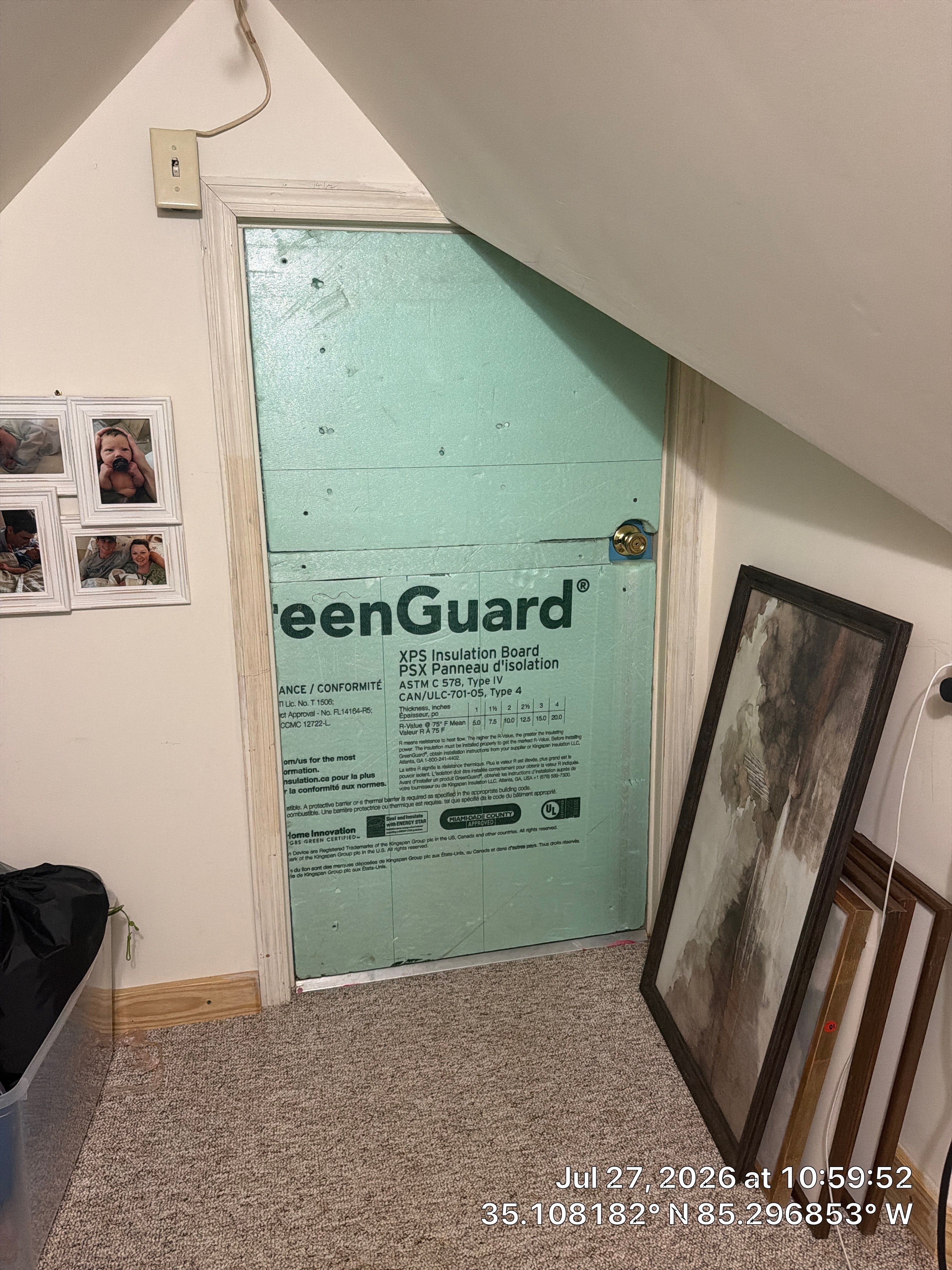 Attic Doorway Weatherization and XPS Insulation Board Installation by CompanyCam Sales Demo