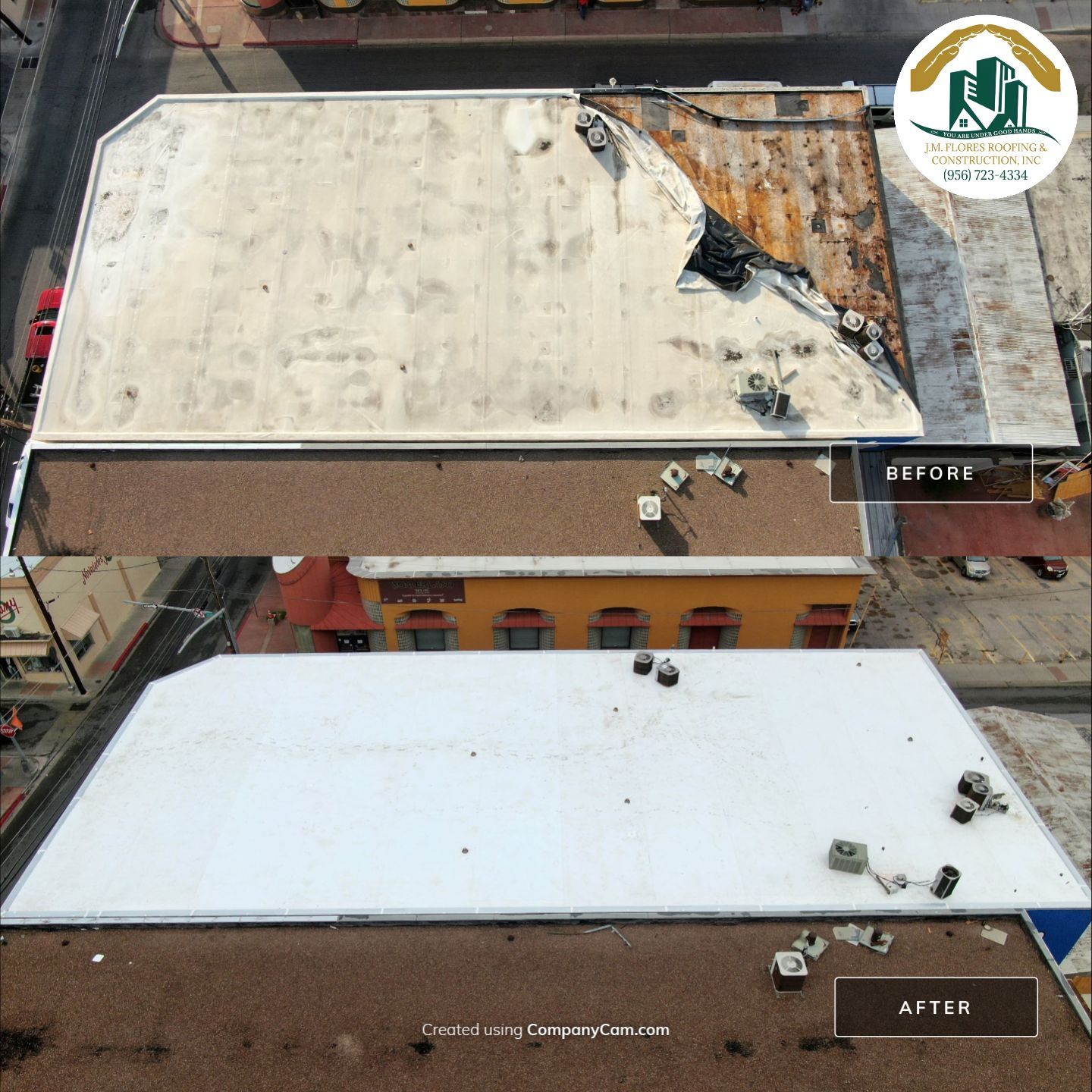 Commercial Roofing Installation using Thermoplastic Polyolefin - GAF  by JM Flores Roofing & Construction, Inc