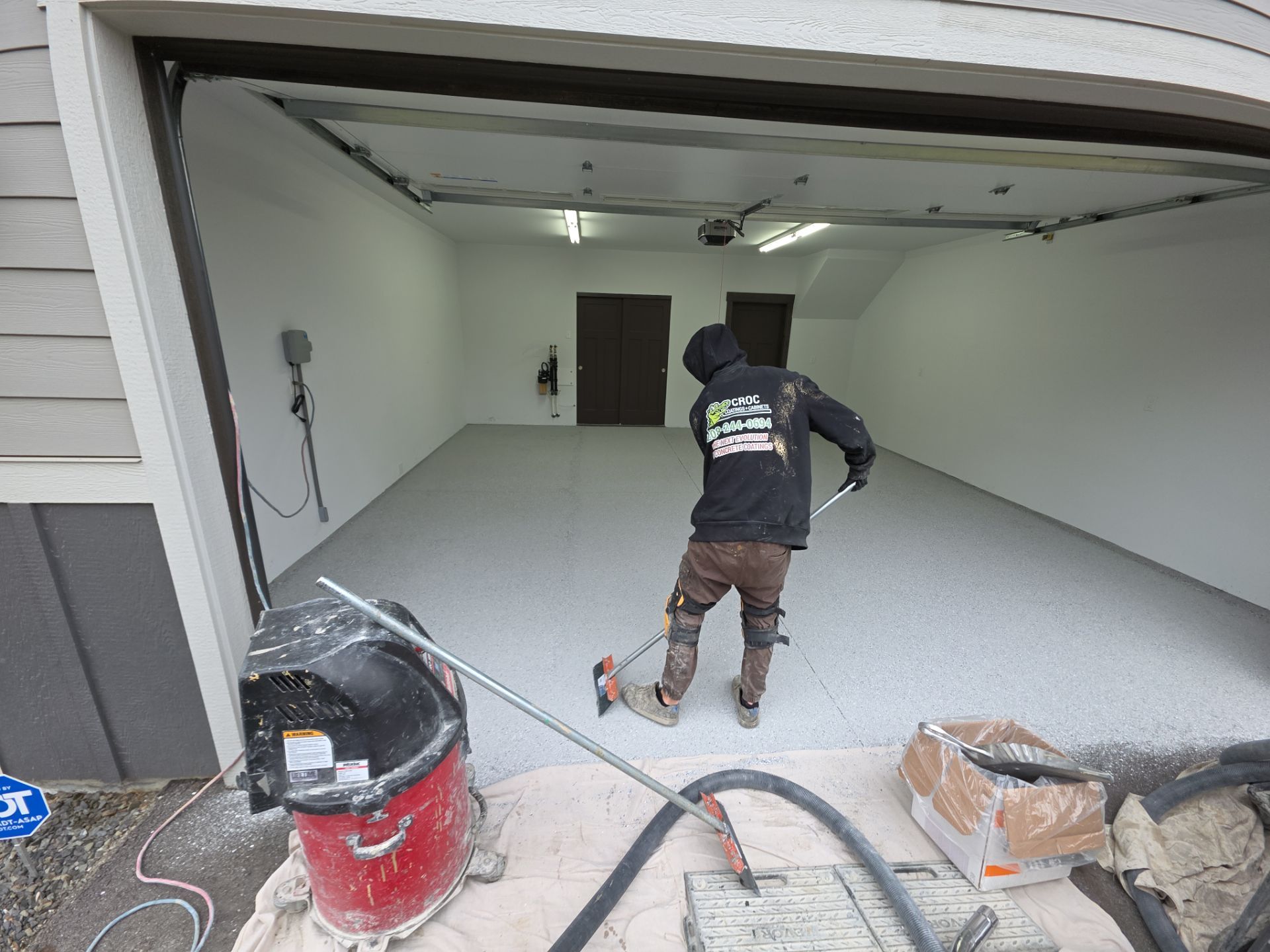 Garage and Porch Concrete Floor Transformation in Rathdrum by Croc Coatings, LLC