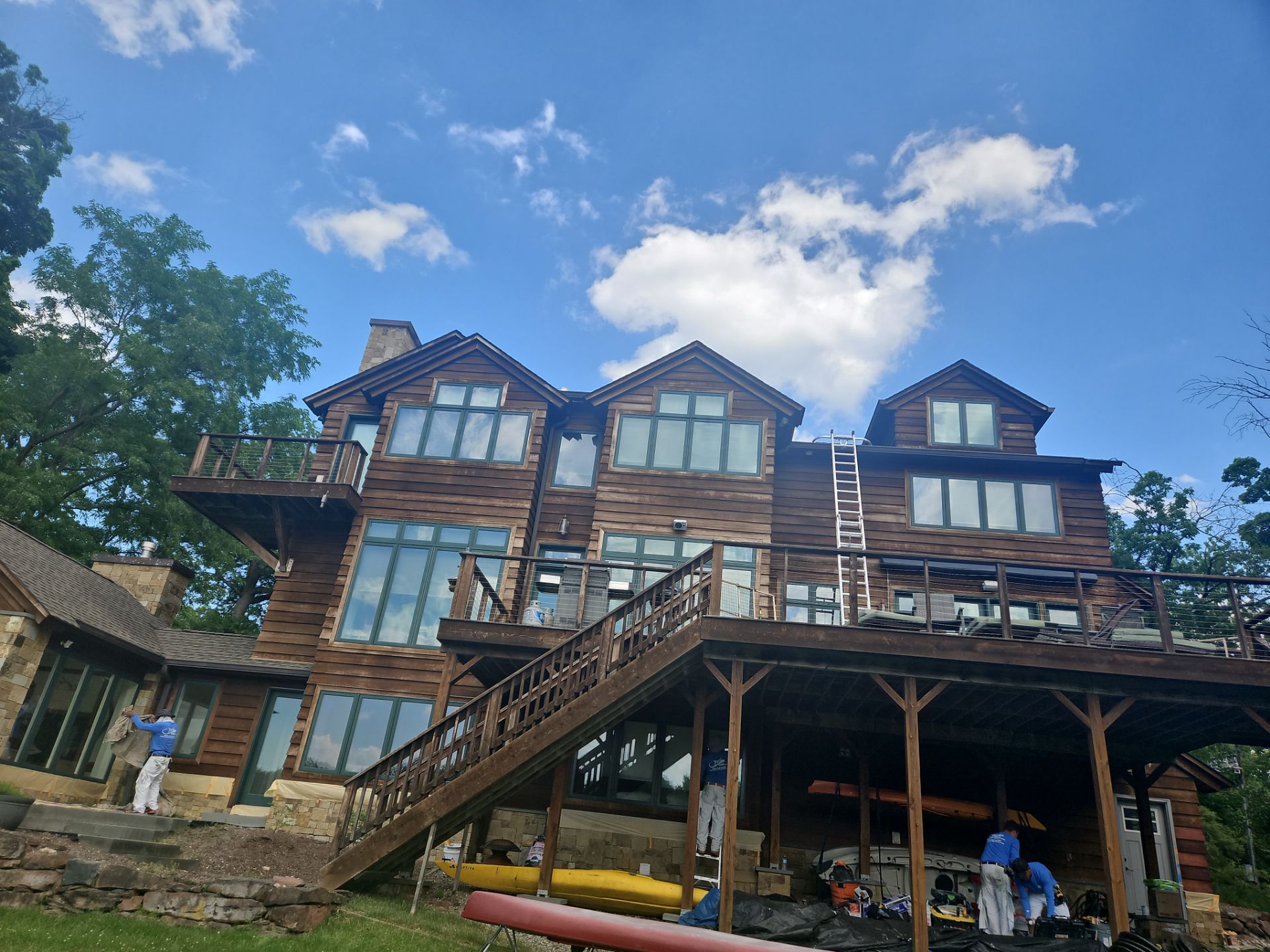 Exterior Powerwashing and Maintenance for a Teaneck Timber Home by Spectrum Painting, LLC