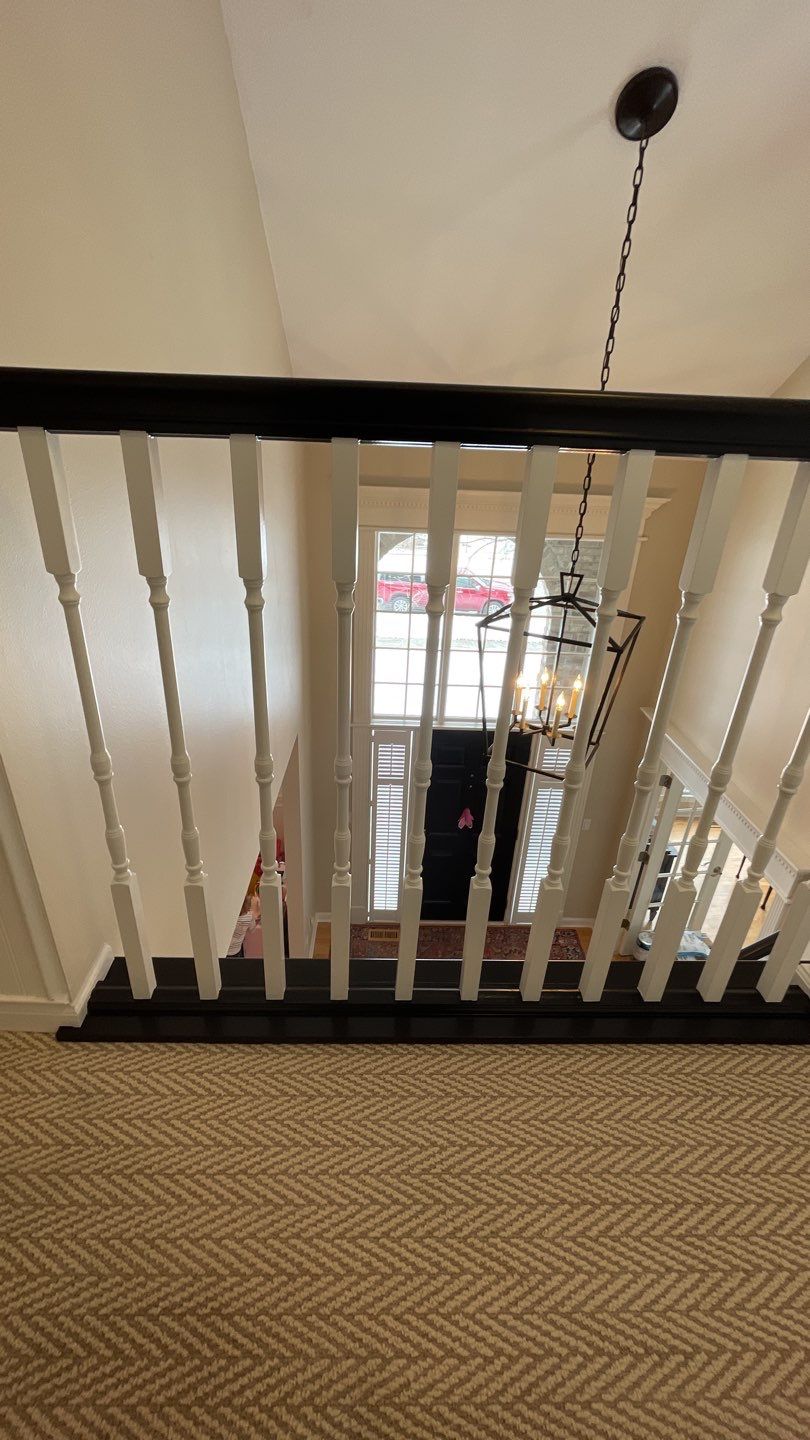 Bannister makeover using Sherwin Williams Paint by Cutting edge painting 