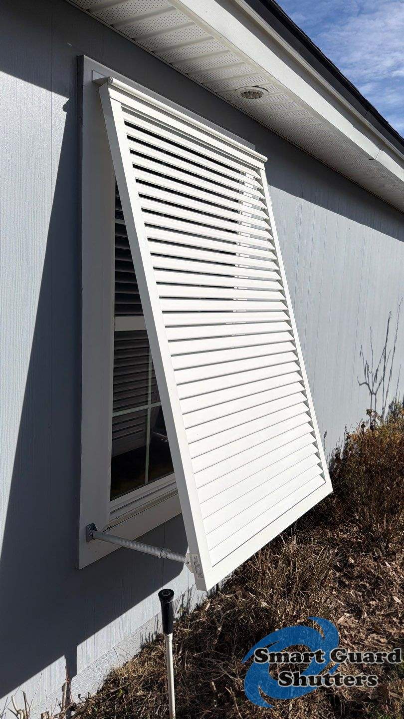 Decorative Bahamas in Signal White by Smart Guard Shutters