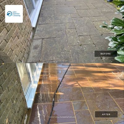 Slate Roof  - Patio - Stonework Clean using Honda 21lt High Pressure Machine