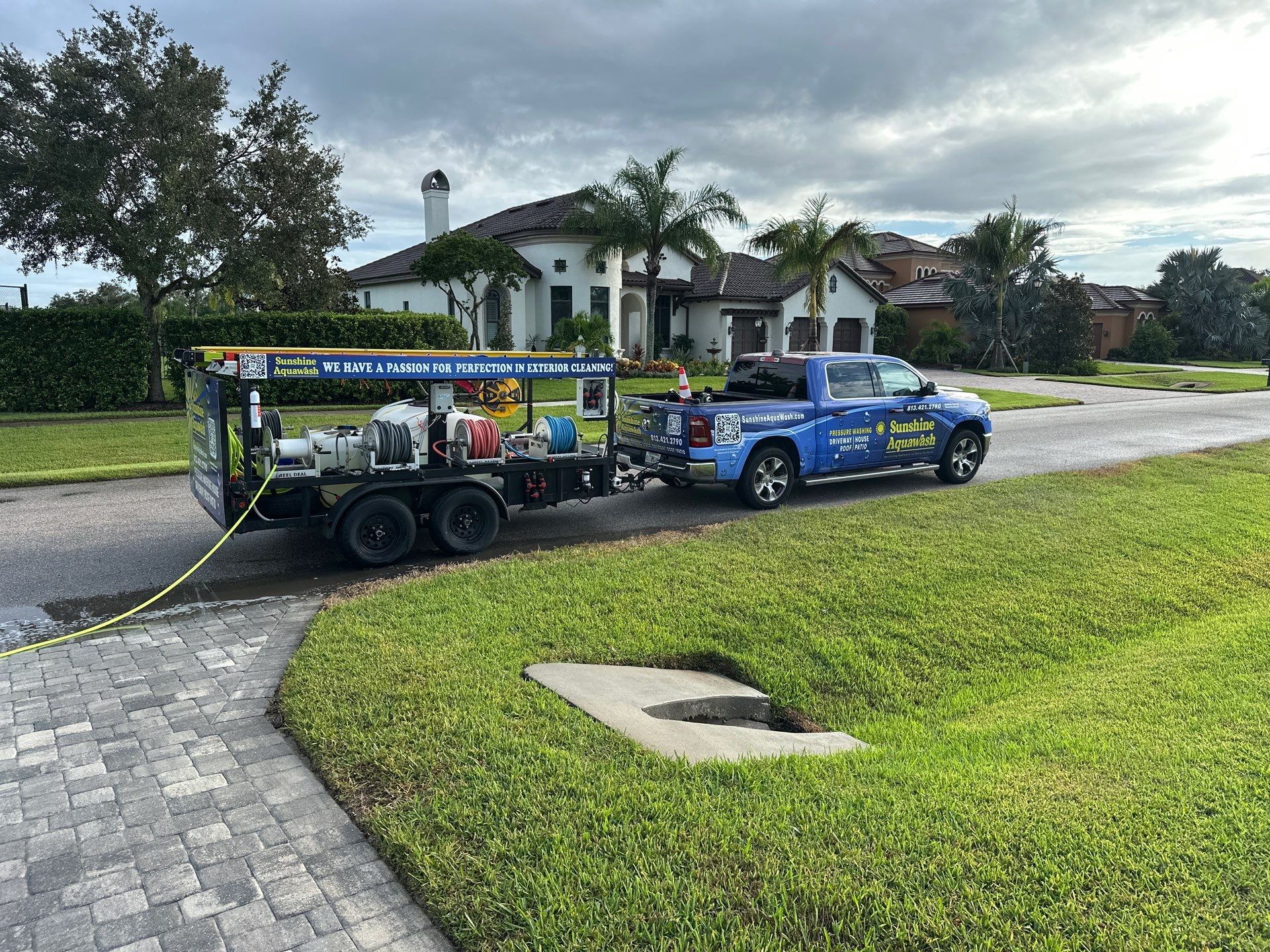 Paver Driveway, Sidewalk, and Culvert Cleaning in Winding River Community, Bradenton, FL by Sunshine AquaWash