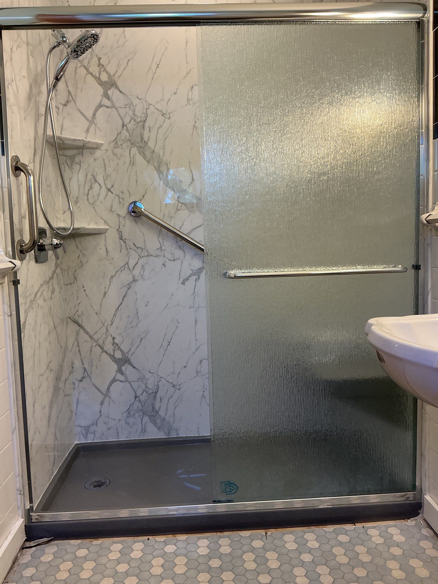 Phase II: Santorini White w/ Concrete Onyx by Rome Bath Remodeling