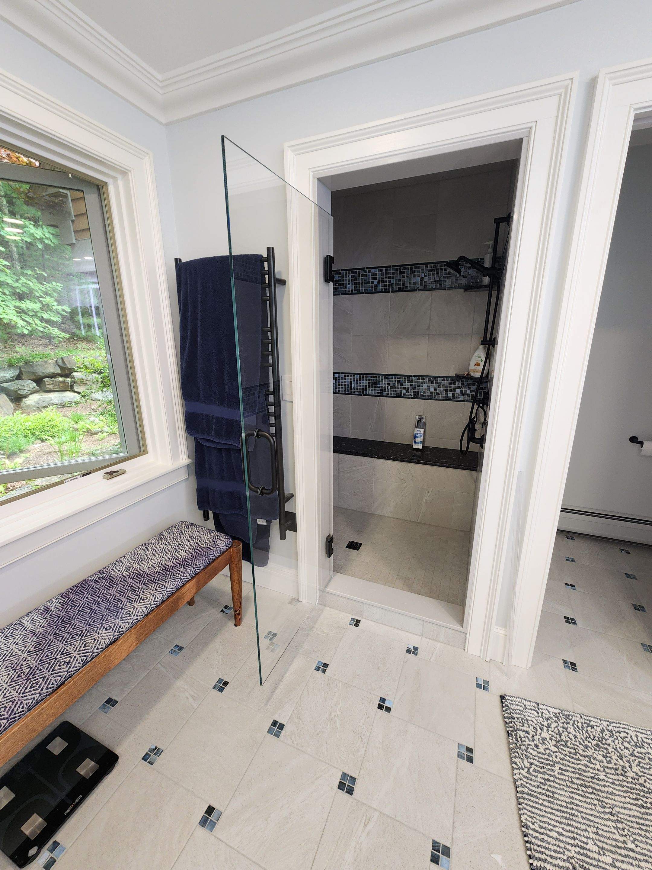 Multiple Frameless Shower Doors by Cheshire Glass Company