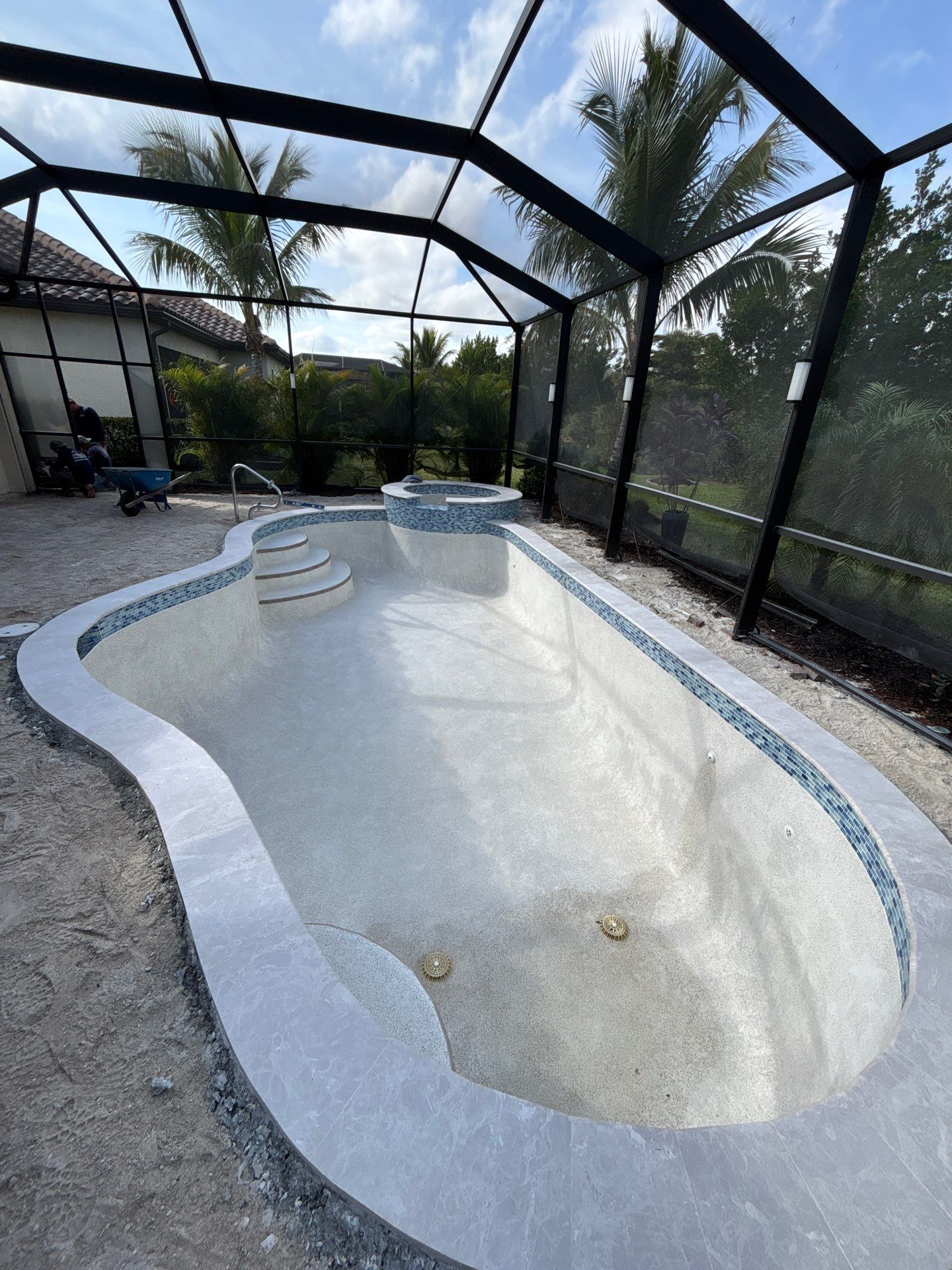 Pool Deck Renovation | Pool Coping & Tile Upgrade | Textured Marble Natural Stone - Bonita National Golf & Country Club by Old Town Pavers Llc