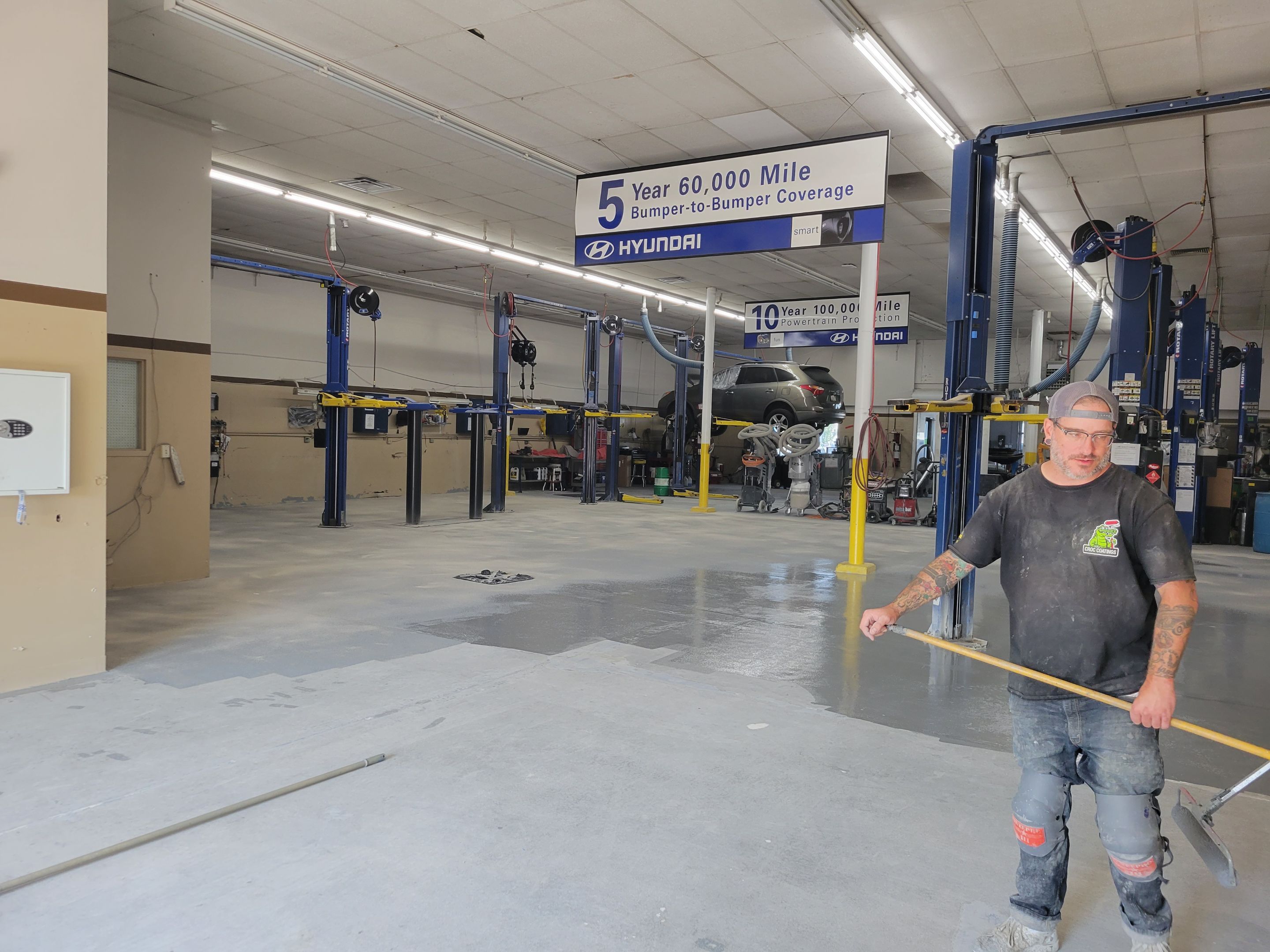 Commercial Floor Transformation using Penntek Shop Floor System by Croc Coatings, LLC