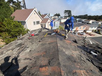 Before: roof condition prior to Alpha Eagle Roofing's work in Daly City, CA