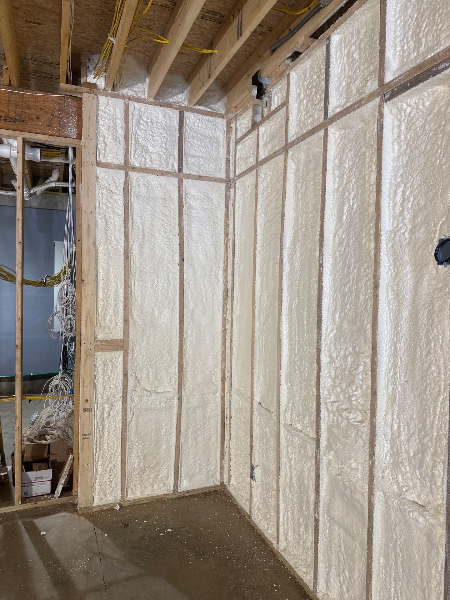 Basement Exterior Walls using Closed Cell Spray Foam by NYS Foam & Energy