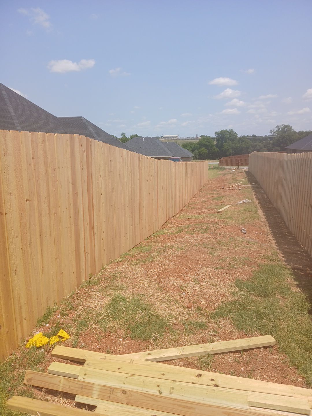 Cedar Fence using Metal Poles by Clays Services Inc