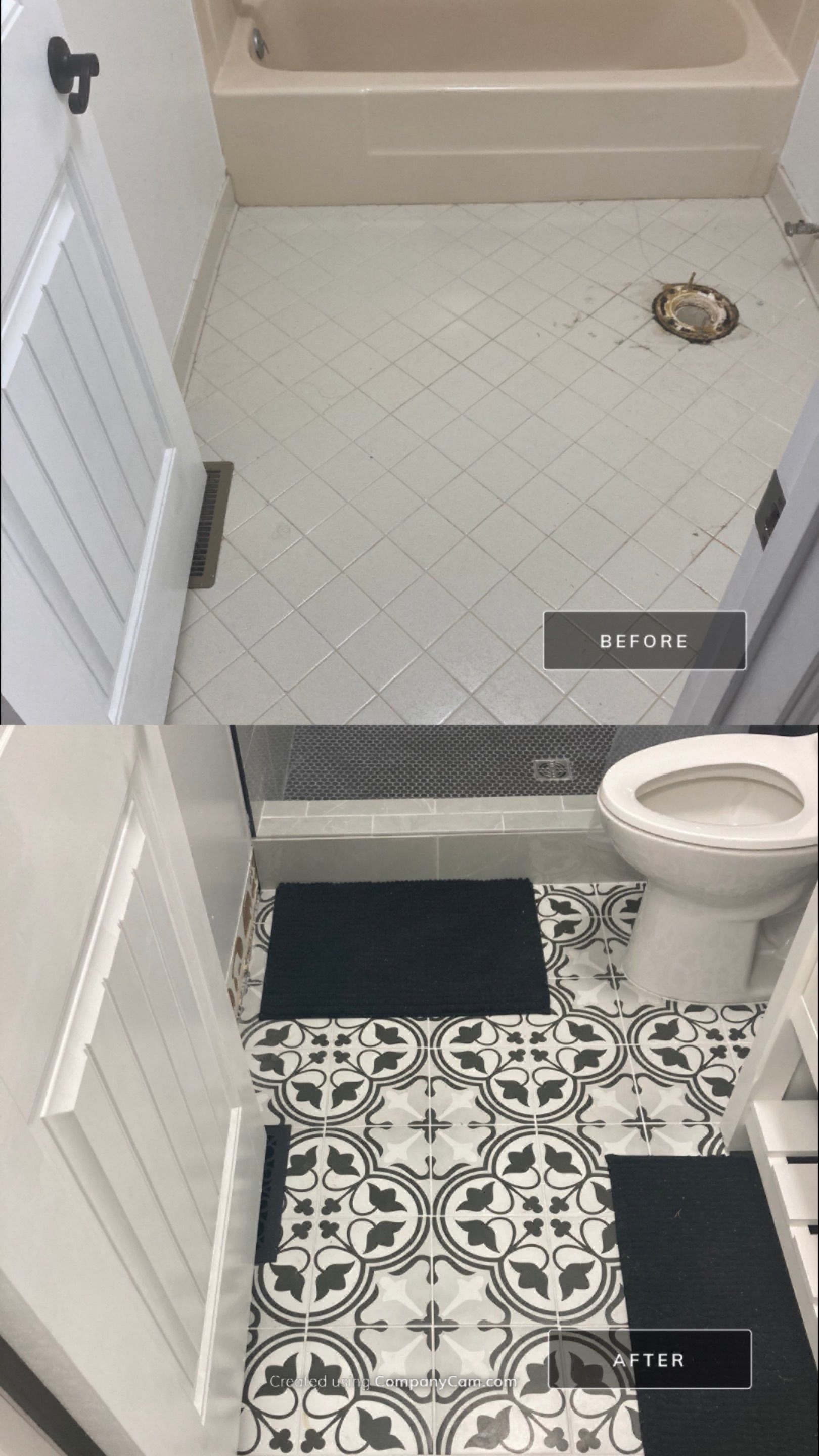 New custom tile shower and bathroom floor! by Footprints Floors of Nashville